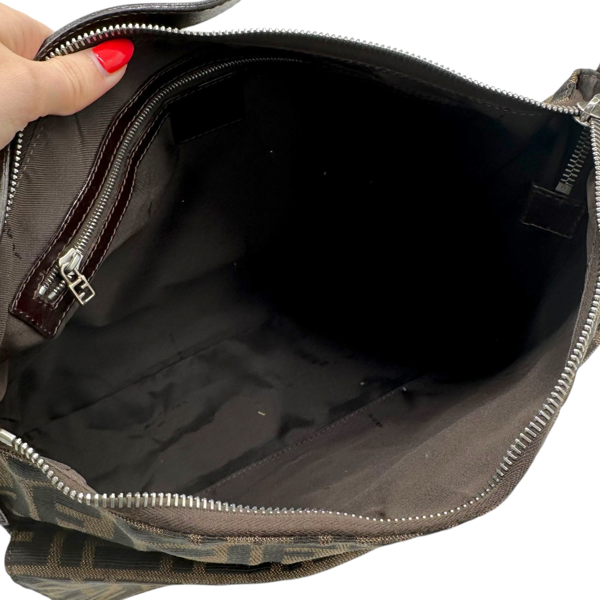 Fendi Brown Zucca Monogram XL Mama Baguette Bag - Outfit Repeater