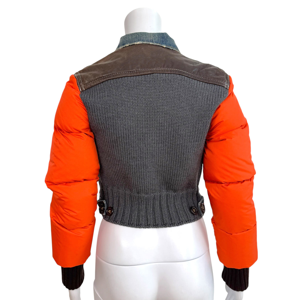Dsquared2 Orange Puffer Sleeve & Denim Patchwork Jacket
