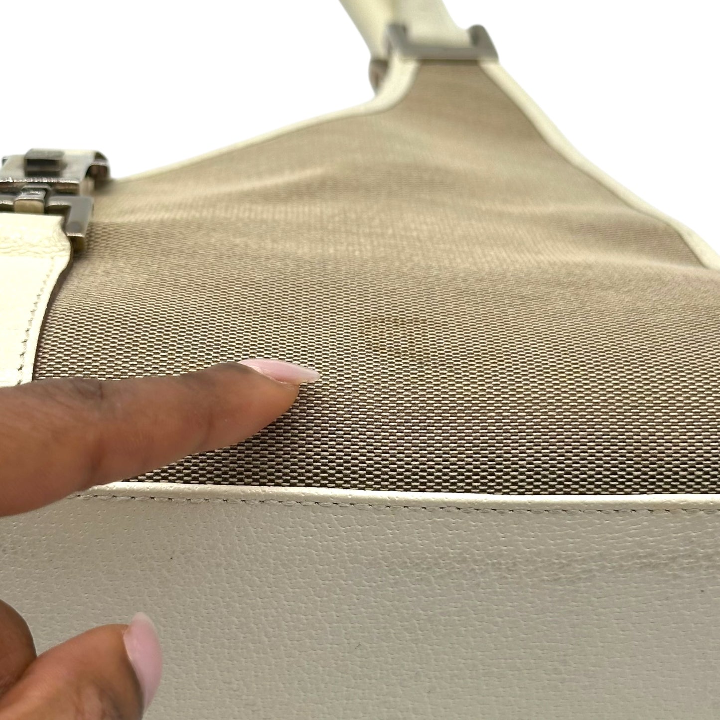 Gucci Beige Canvas & Ivory Leather Mini Jackie Bag