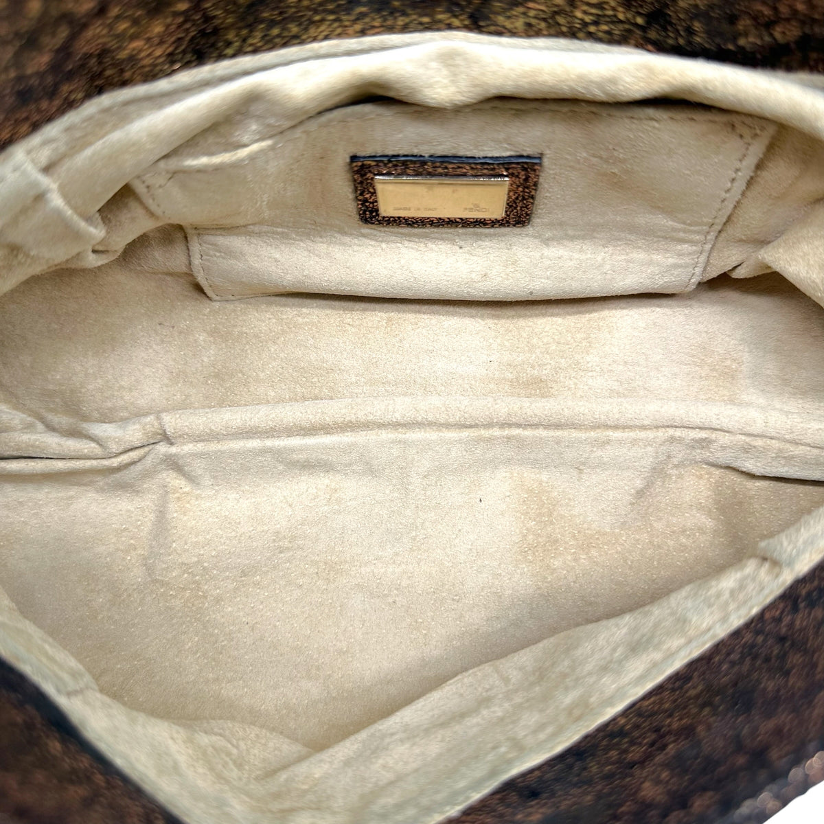 Fendi Bronze Metallic Suede Shoulder Bag