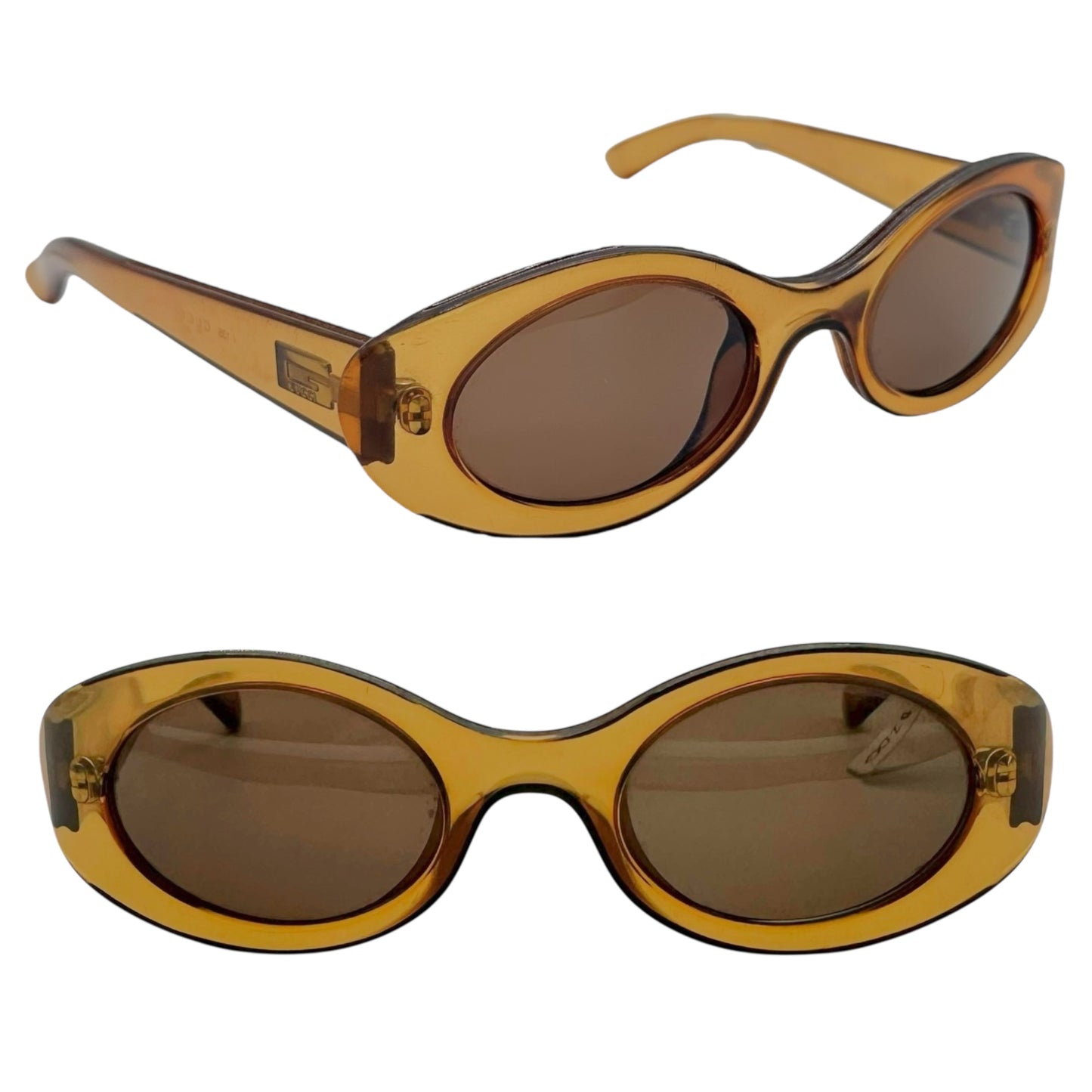 Gucci 90's Brown / Yellow Transparent Oval Sunglasses - Outfit Repeater