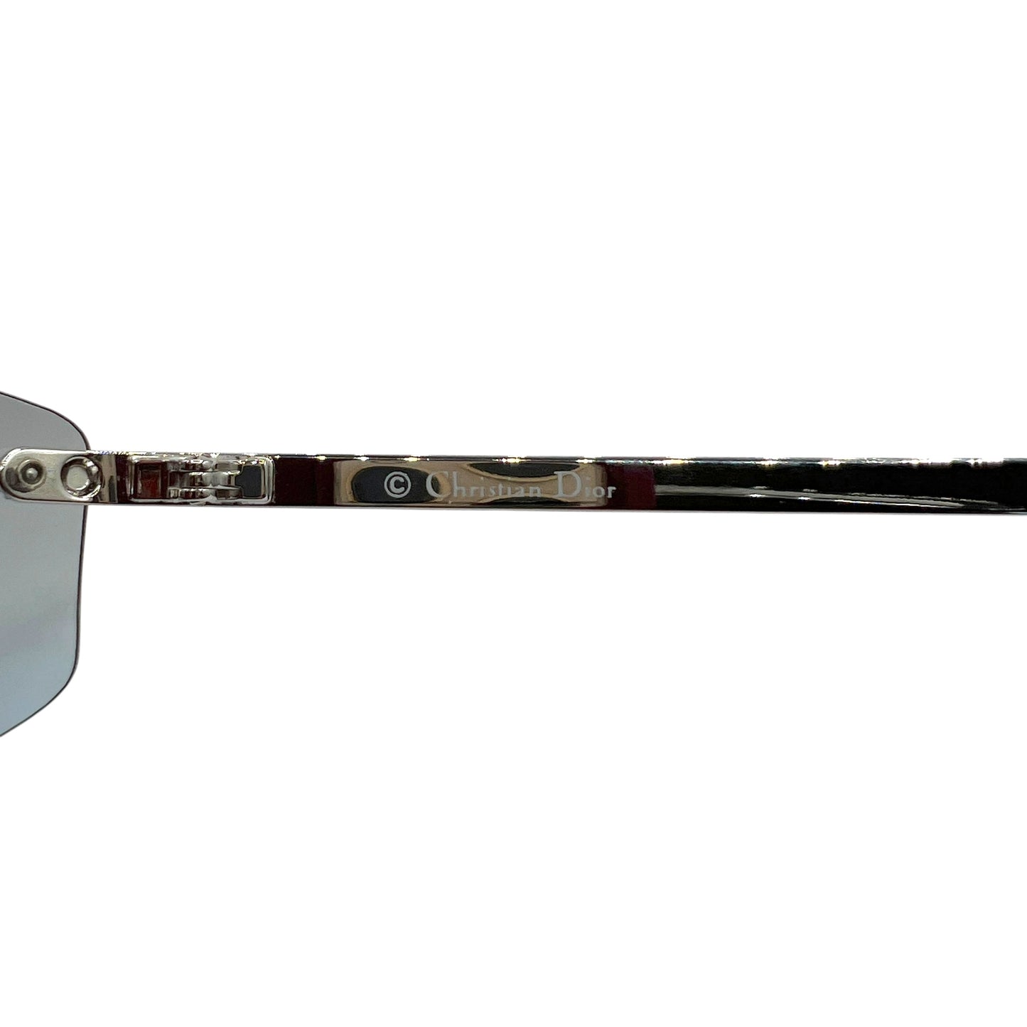 Christian Dior DiorMiniPop Blue & Silver Rimless Rectangle Sunglasses w/ Case