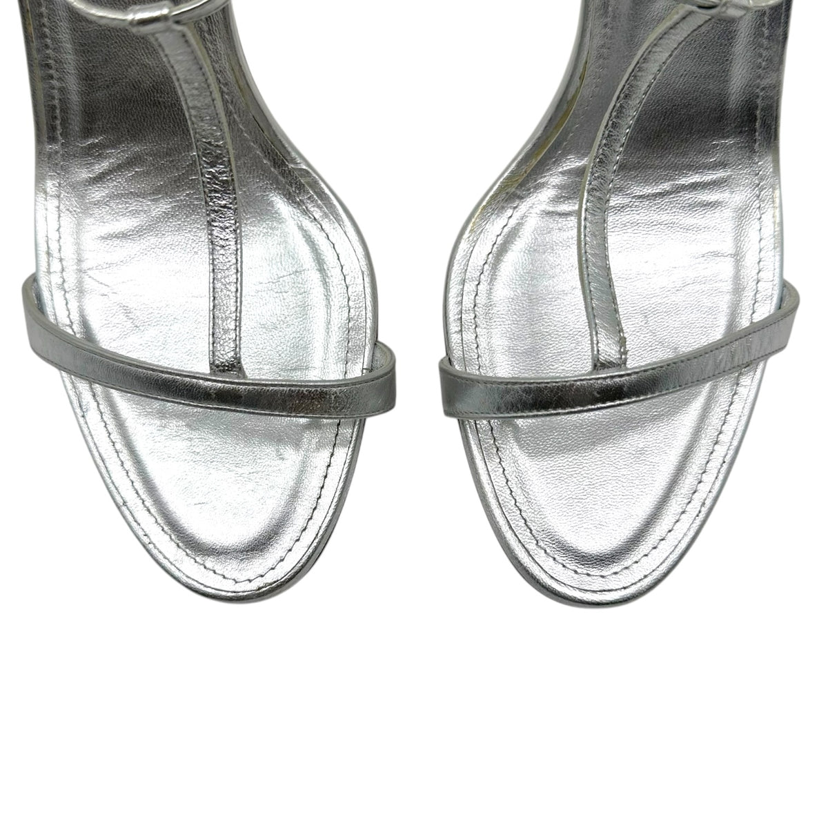 Manolo Blahnik Silver Leather Strappy Heeled Sandals