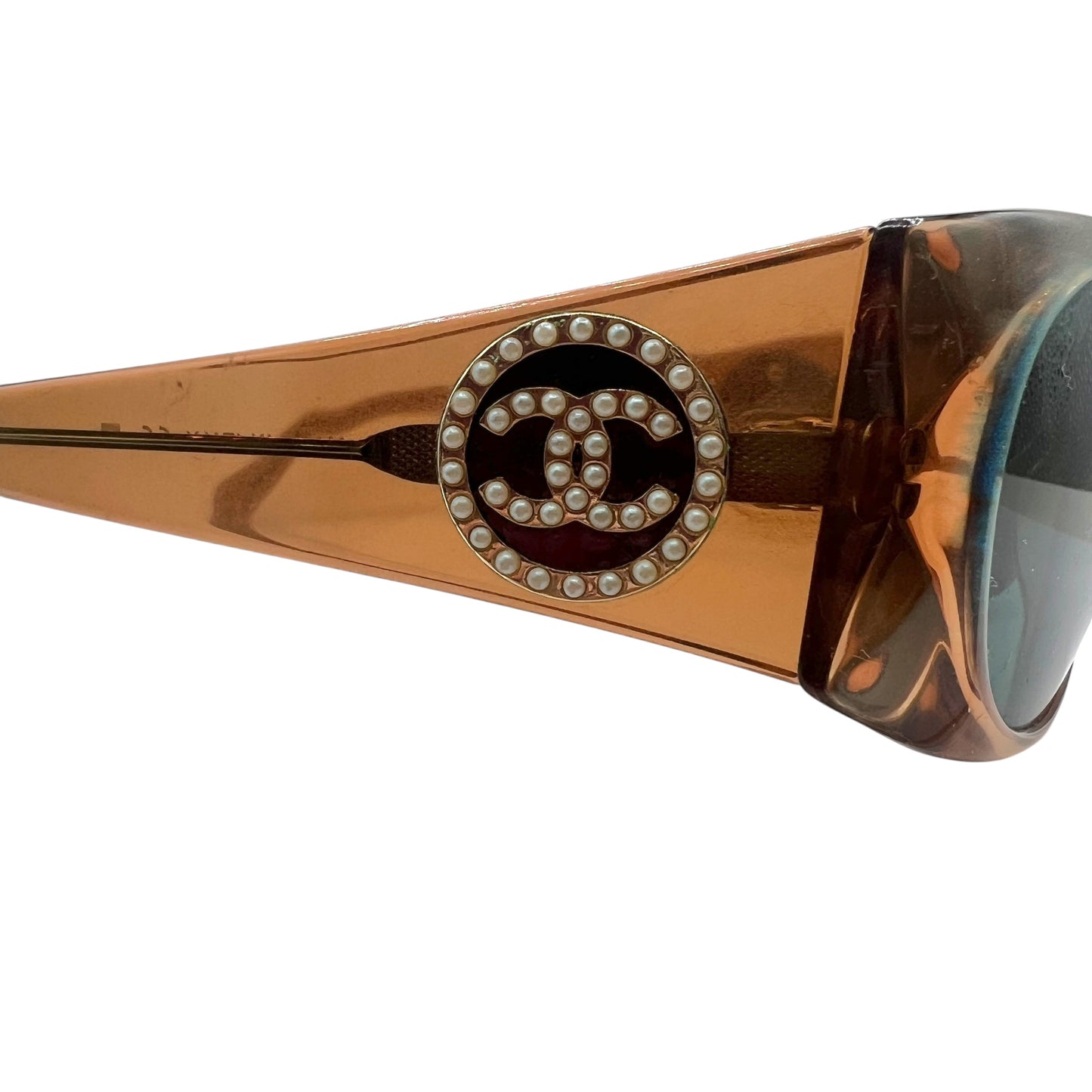 Chanel 5082-H Brown Iridescent CC Pearl Logo Oval Sunglasses