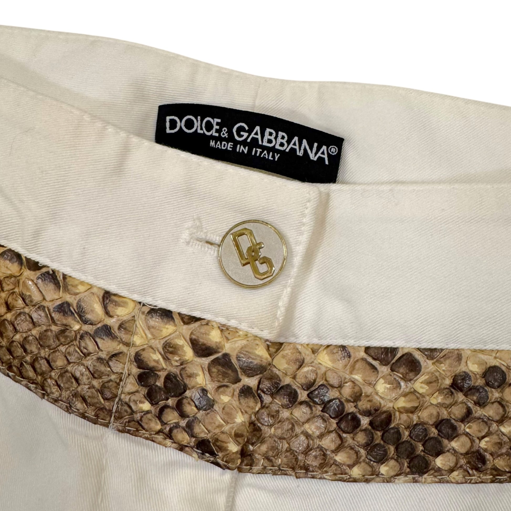 Dolce & Gabbana S/S 2005 White Python Trim Trousers - Outfit Repeater