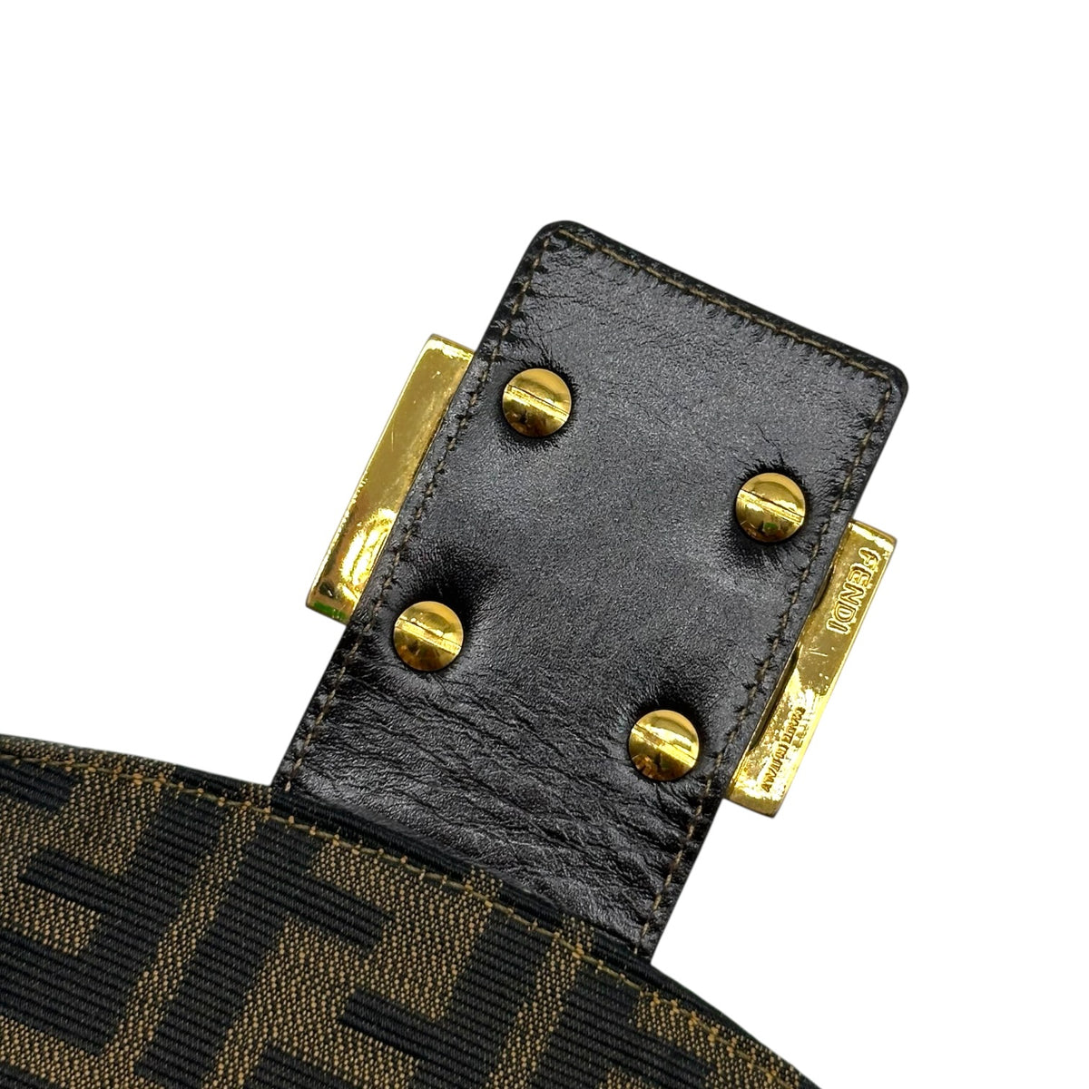 Fendi Brown Zucca Monogram Fold-Over Baguette Bag