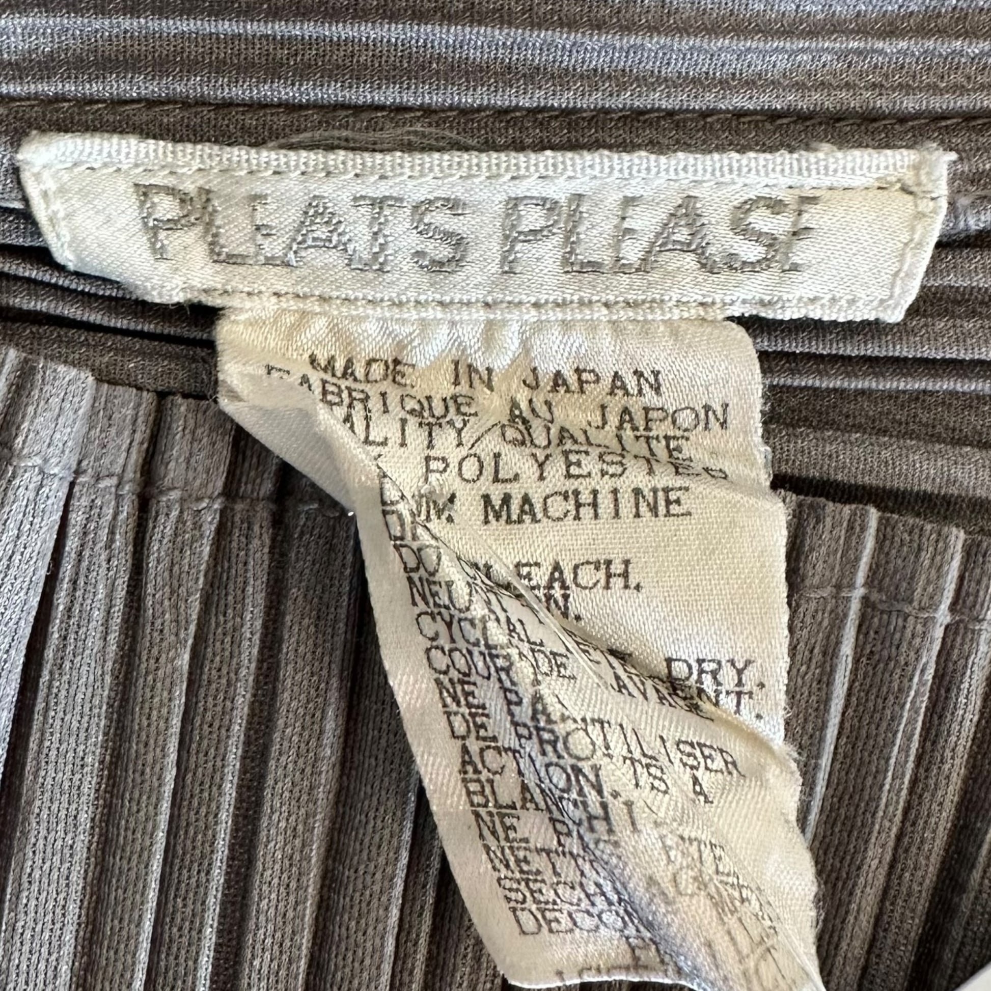 Issey Miyake Pleats Please Gray Pleated Turtleneck Blouse - Outfit Repeater