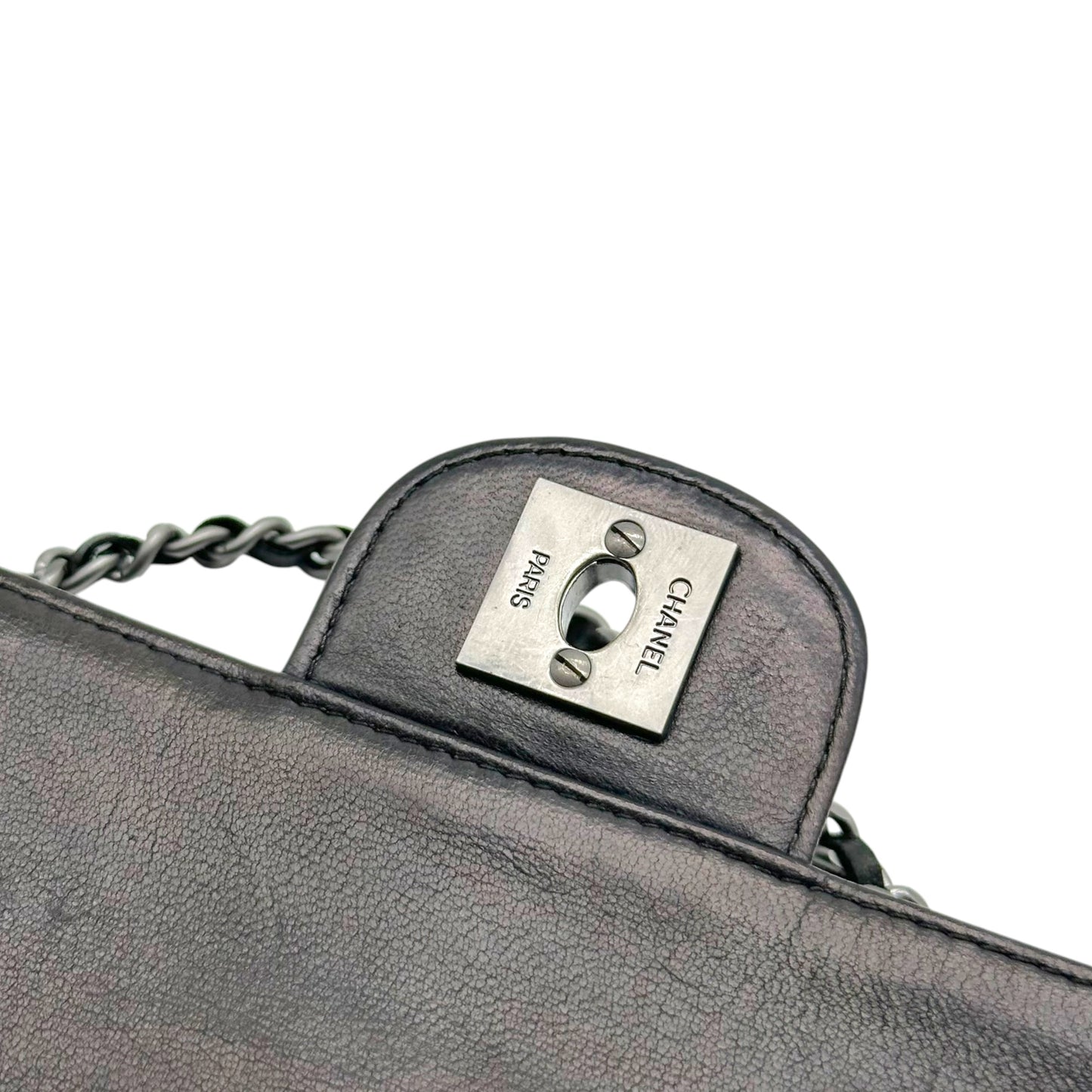 Chanel Black Patent Leather East West 2-Way Bag