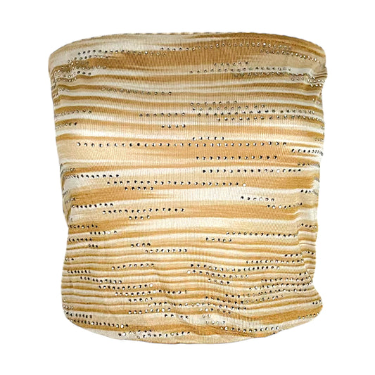 Missoni Brown & White Rhinestone Embellished Knit Tube Top NEW