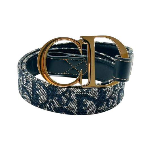 Christian Dior Navy Blue Trotter Monogram CD Logo Belt