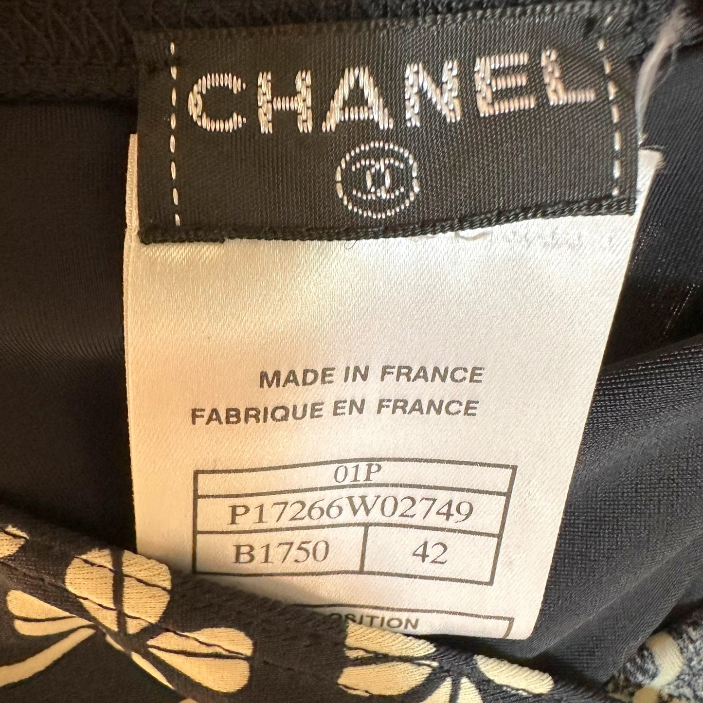 Chanel Spring 2001 Navy Blue & Ivory Clover & Logo Print Mini Halter Dress