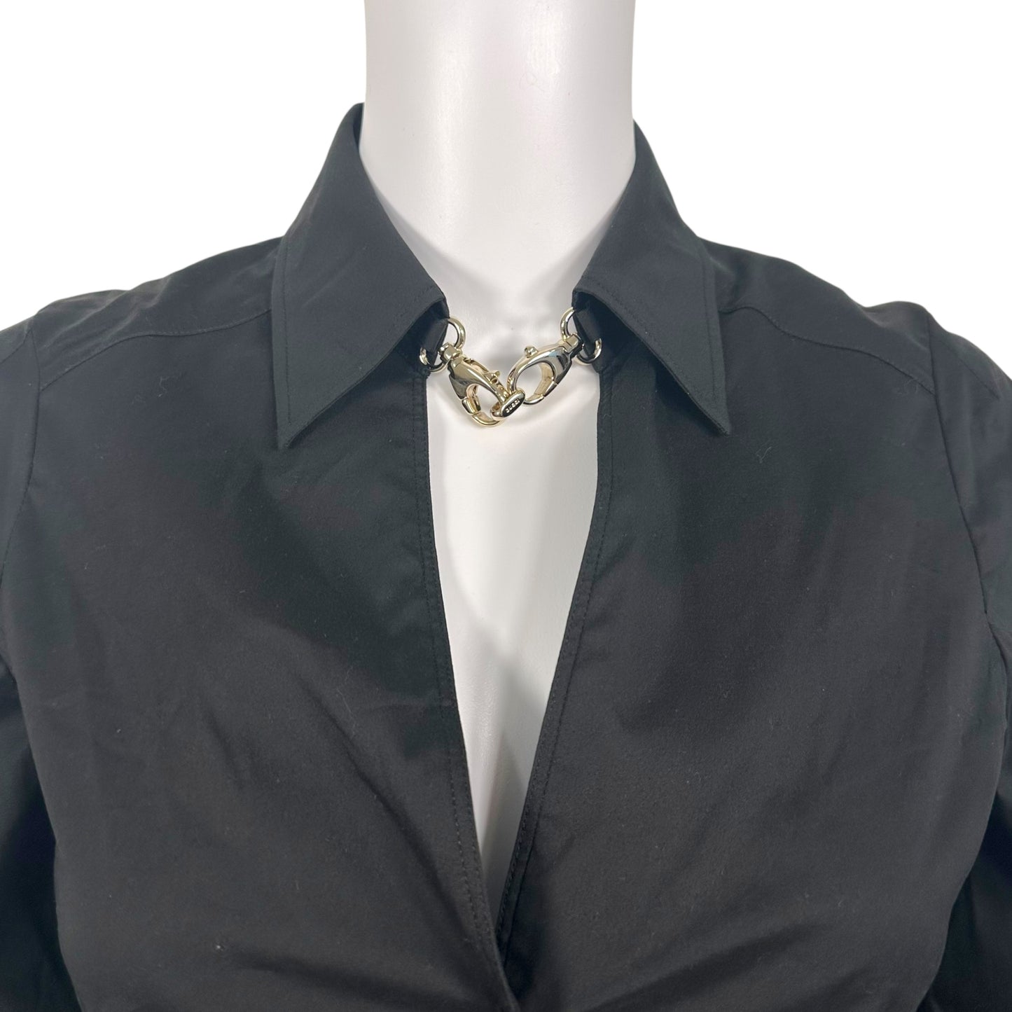 Gucci 2006 Black 'Choker' Hardware Button Up Blouse - Outfit Repeater