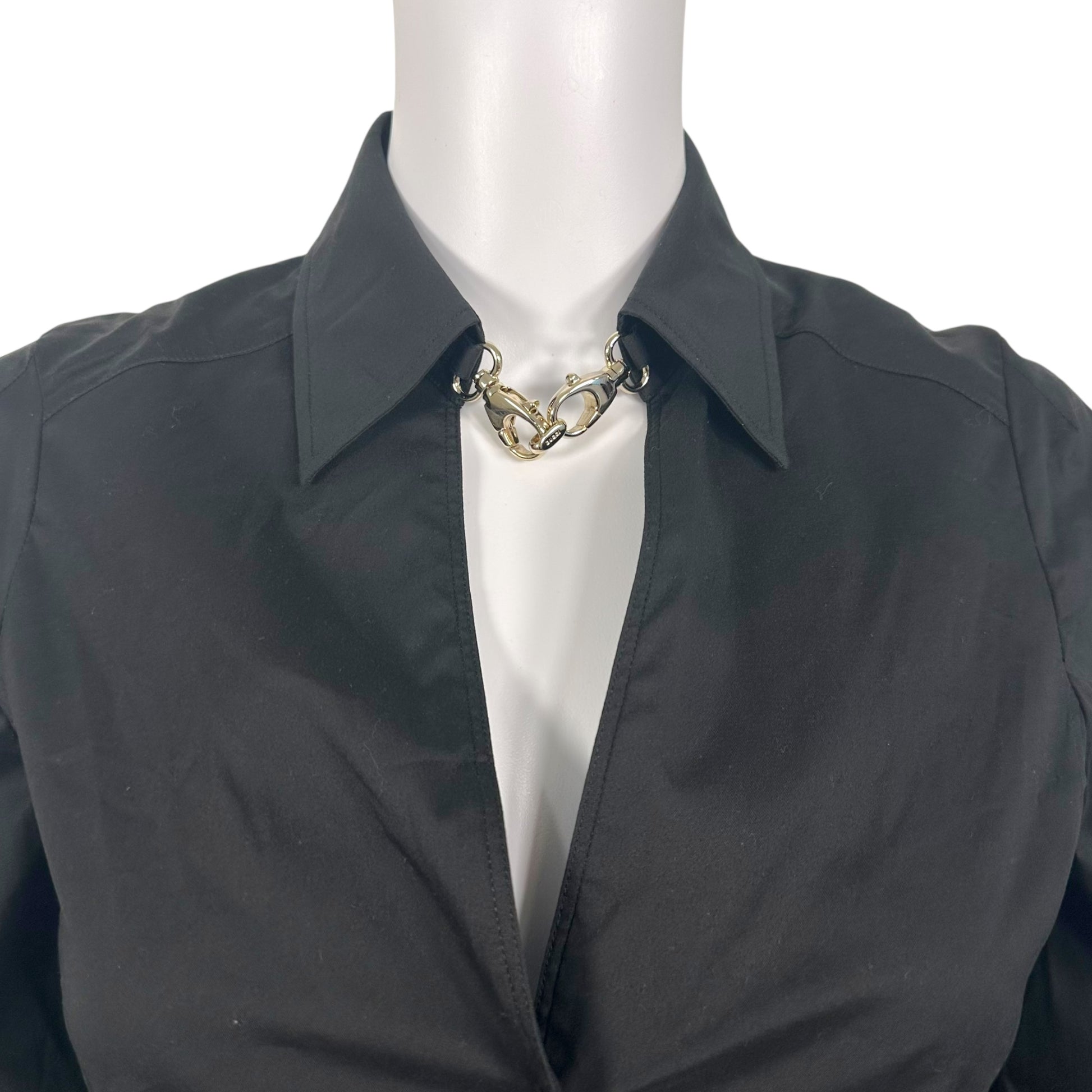 Gucci 2006 Black 'Choker' Hardware Button Up Blouse - Outfit Repeater