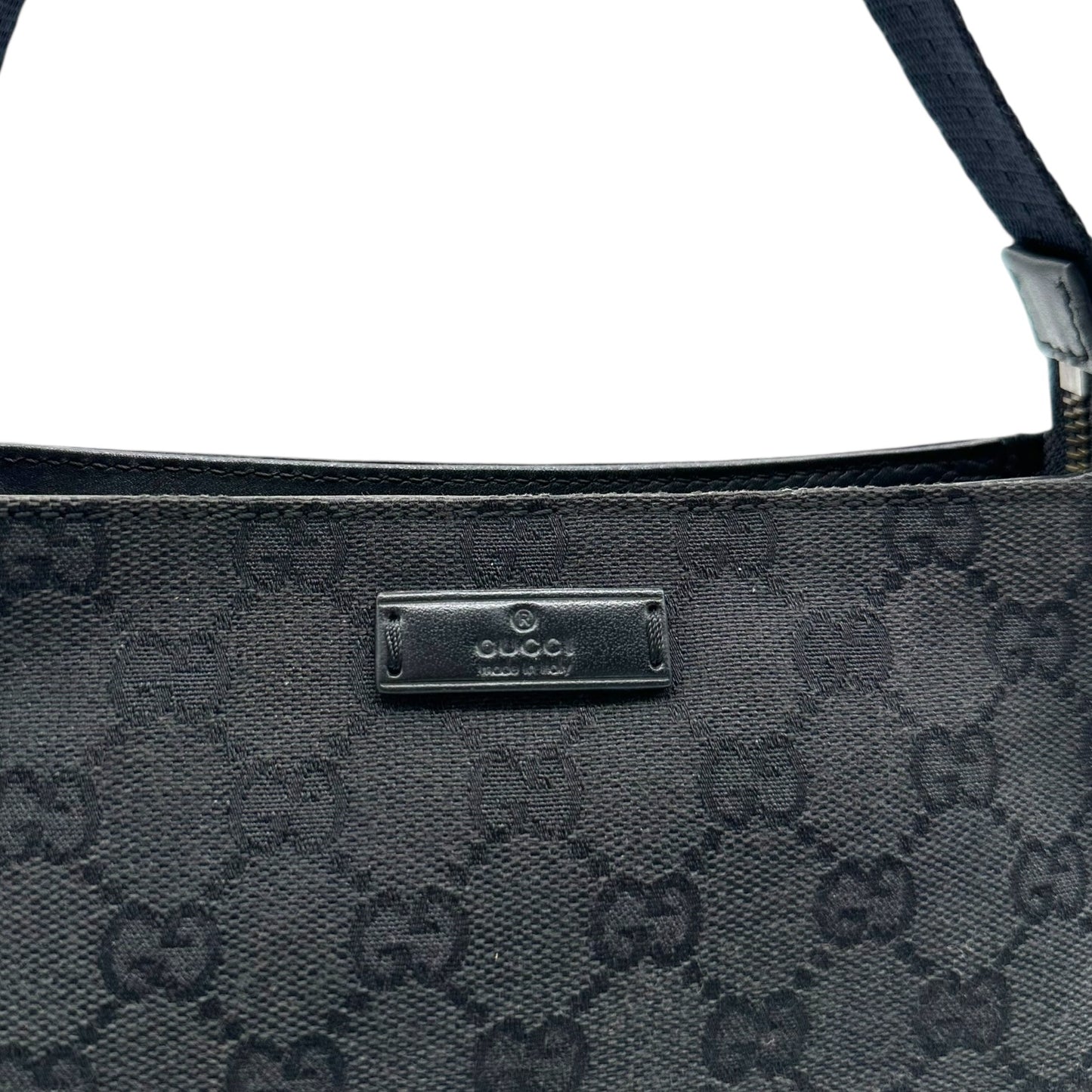 Gucci Black Canvas Monogram Pochette Bag