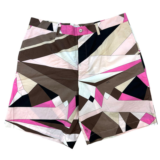 Emilio Pucci Pink & Brown Printed Board / Bermuda Shorts NEW