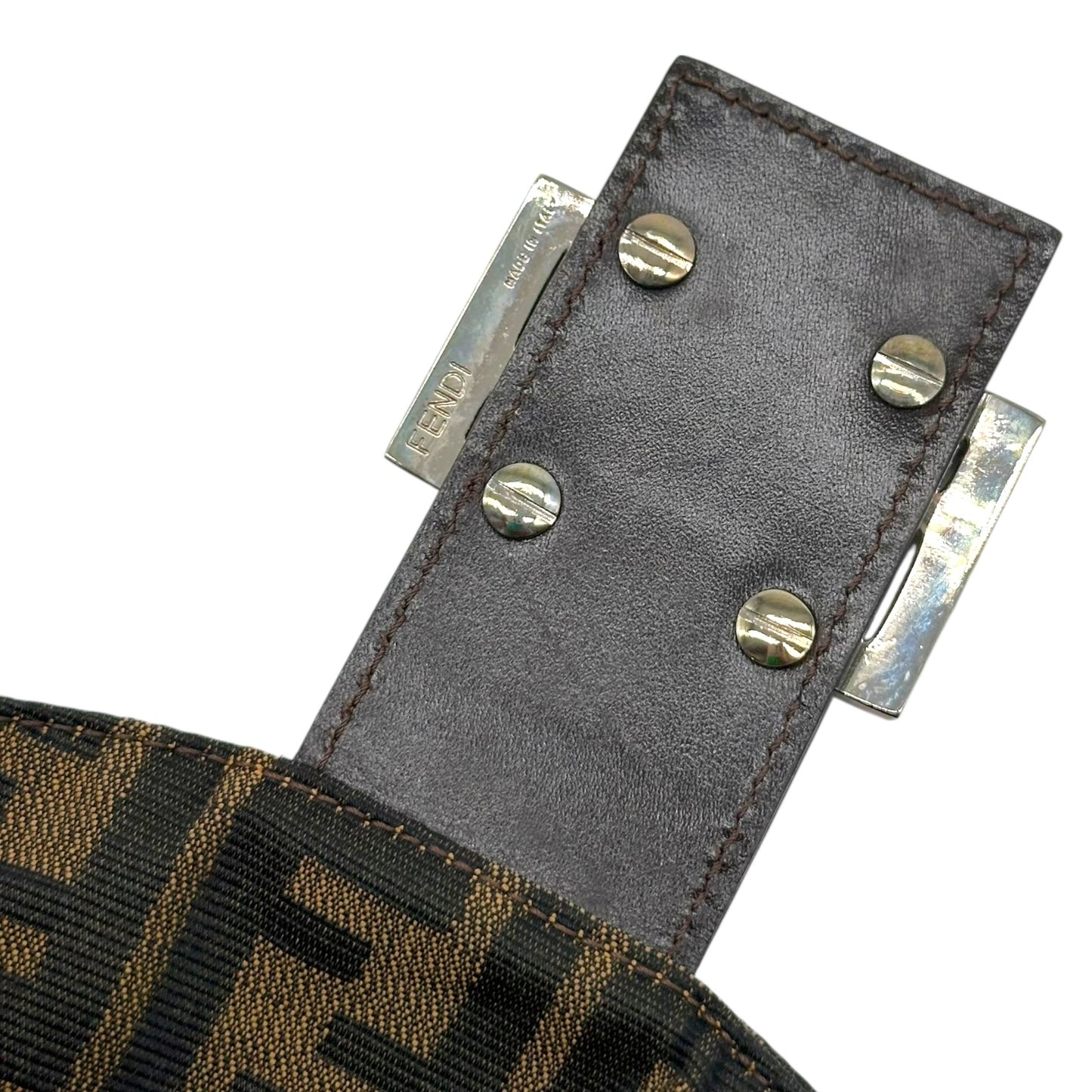 Fendi Brown Zucca Monogram Square Baguette Bag