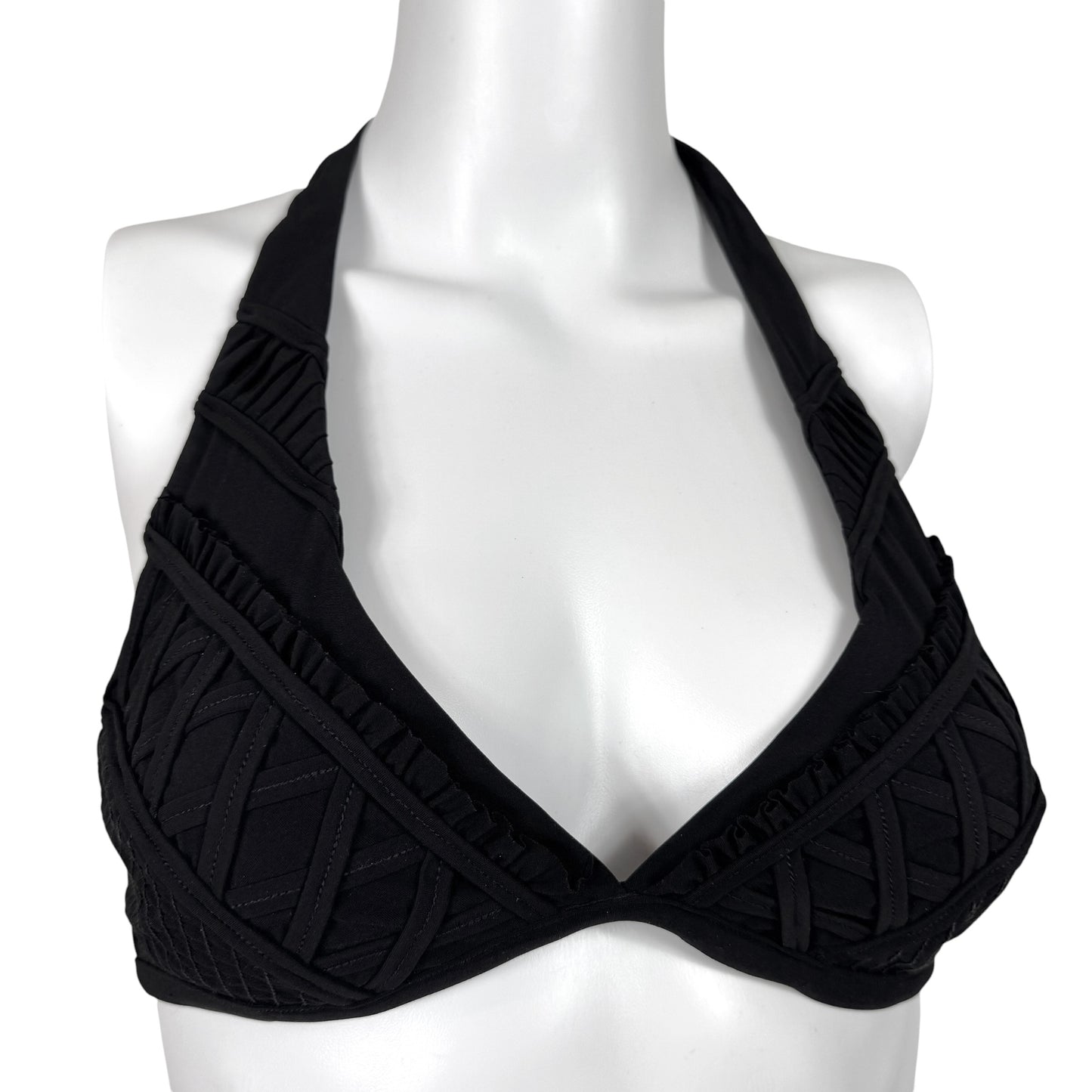 John Galliano Black Lace Up Halter Bikini Set