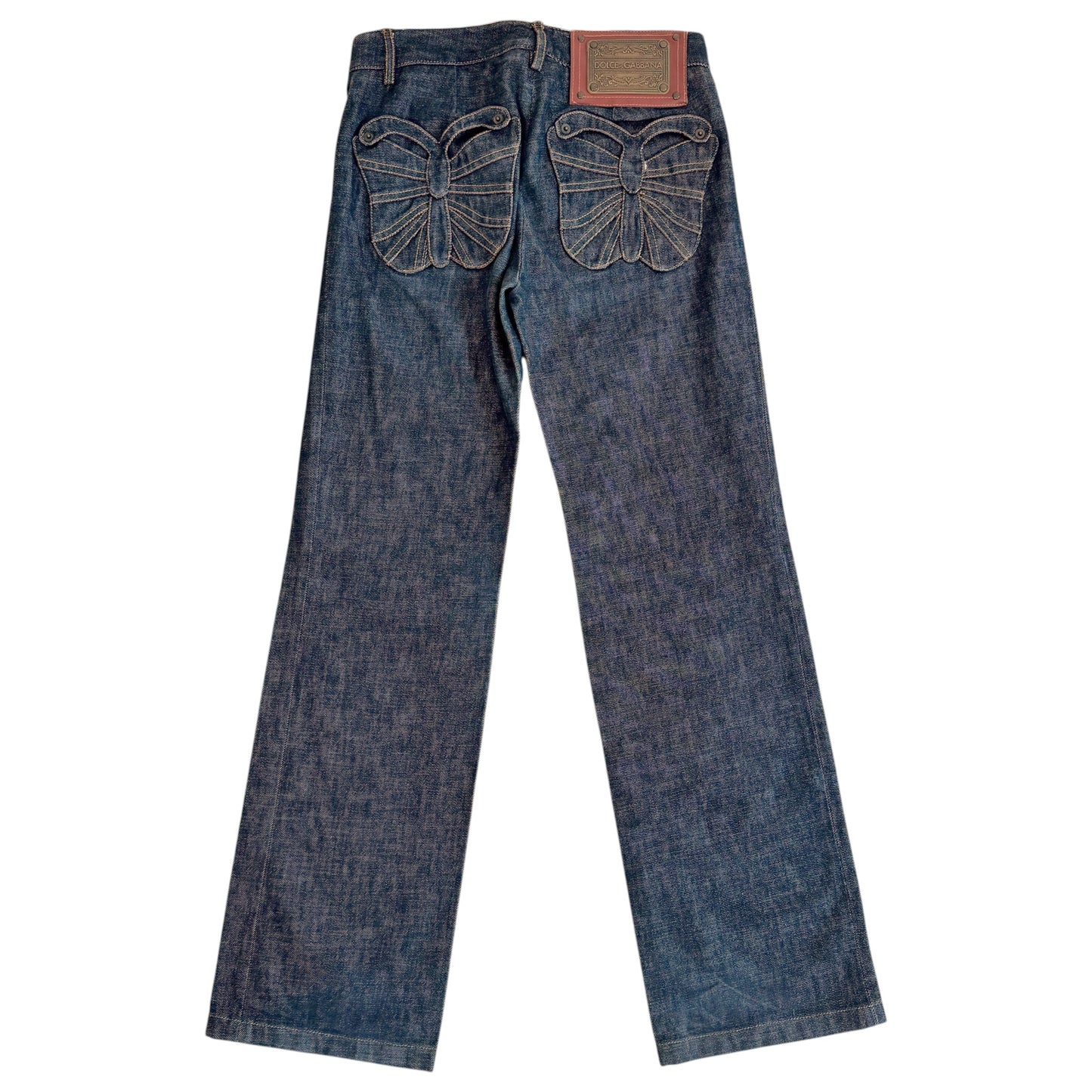 Dolce & Gabbana Blue Denim Butterfly Pocket Jeans