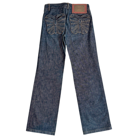 Dolce & Gabbana Blue Denim Butterfly Pocket Jeans