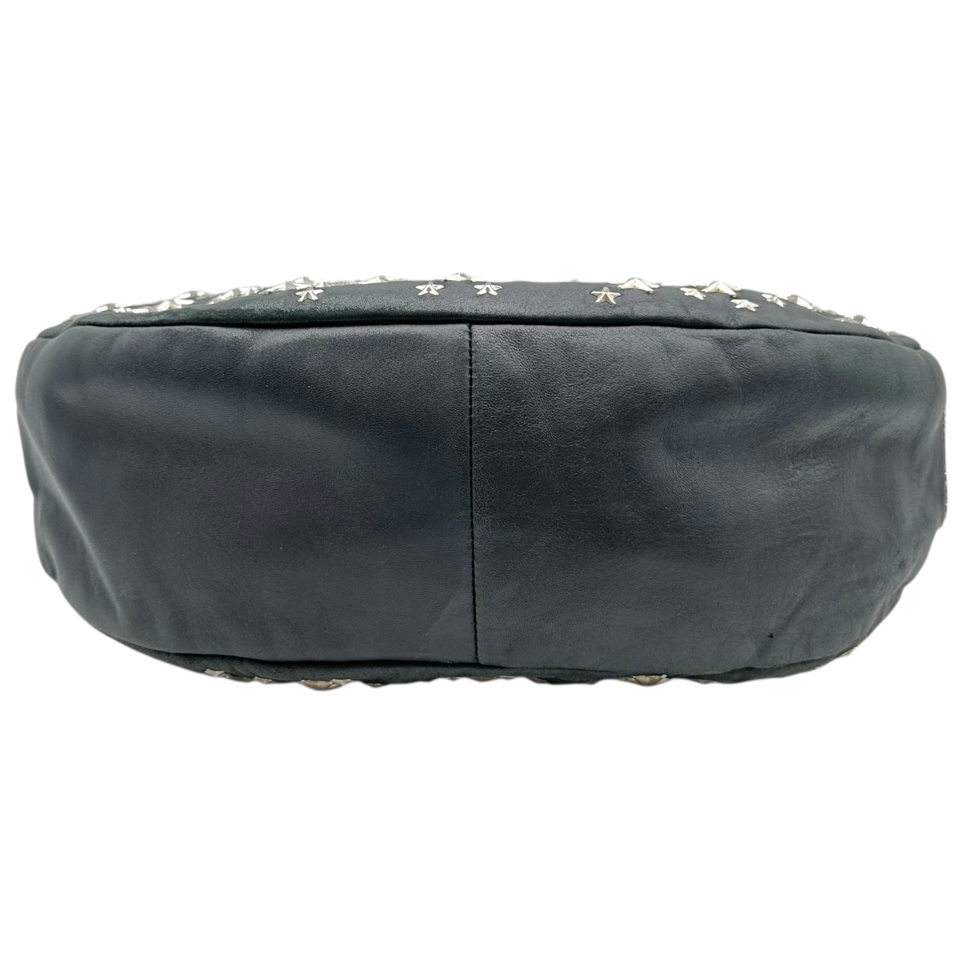 Jimmy Choo Black Leather Star Studded Hobo Bag