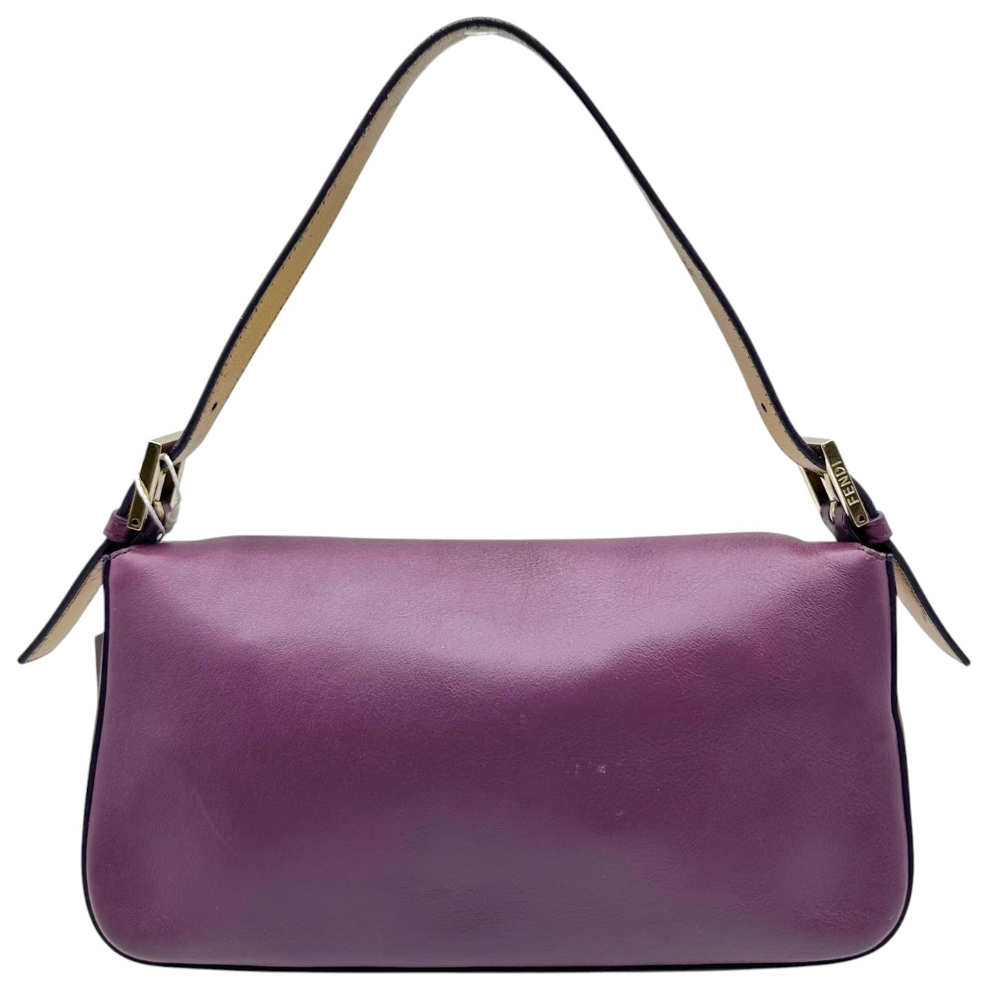 Fendi Purple Leather Baguette Bag with Gold Stud