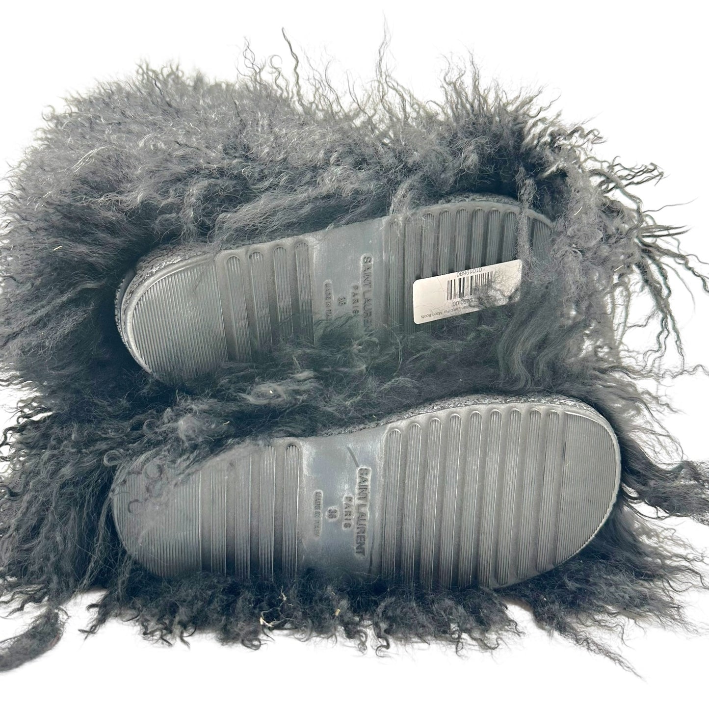 Saint Laurent Black Mongolian Lamb Fur Moon Boots