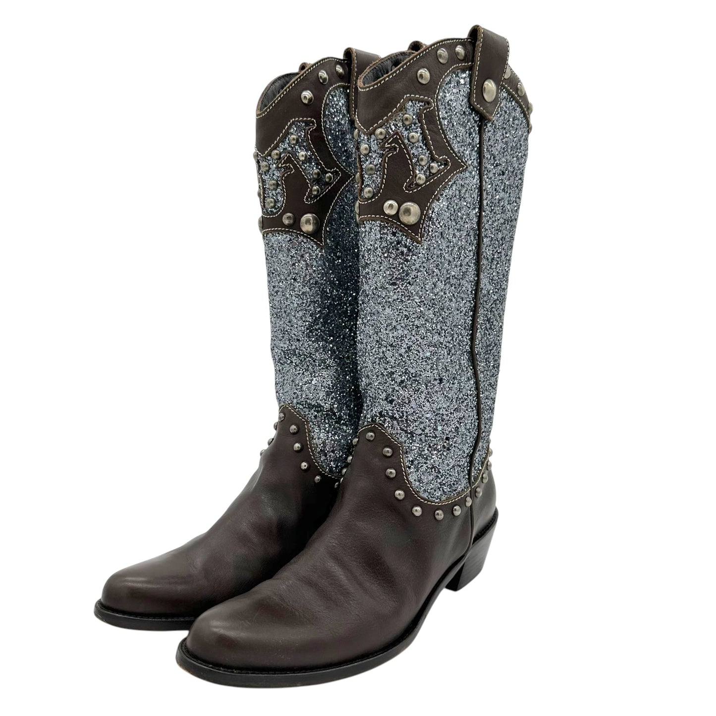 Moschino Jeans Glitter Cowboy Boots