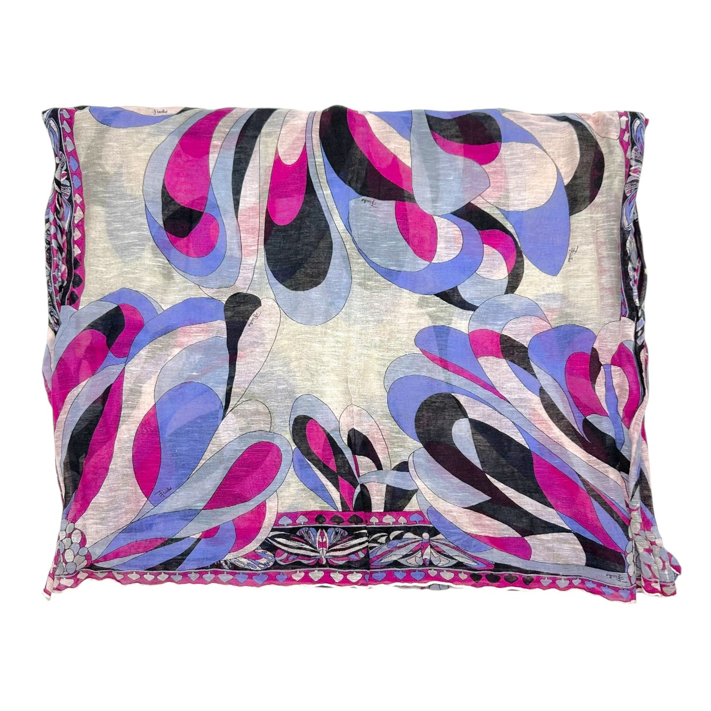 Emilio Pucci Purple Printed Linen Scarf