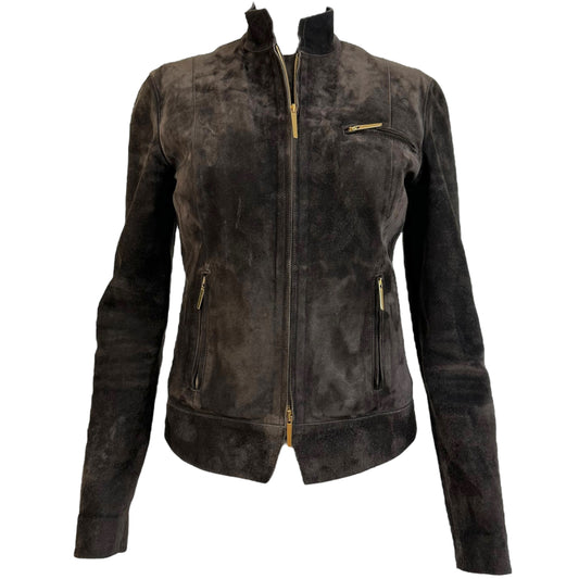 Gucci Brown Suede Fur Lined Jacket - Outfit Repeater