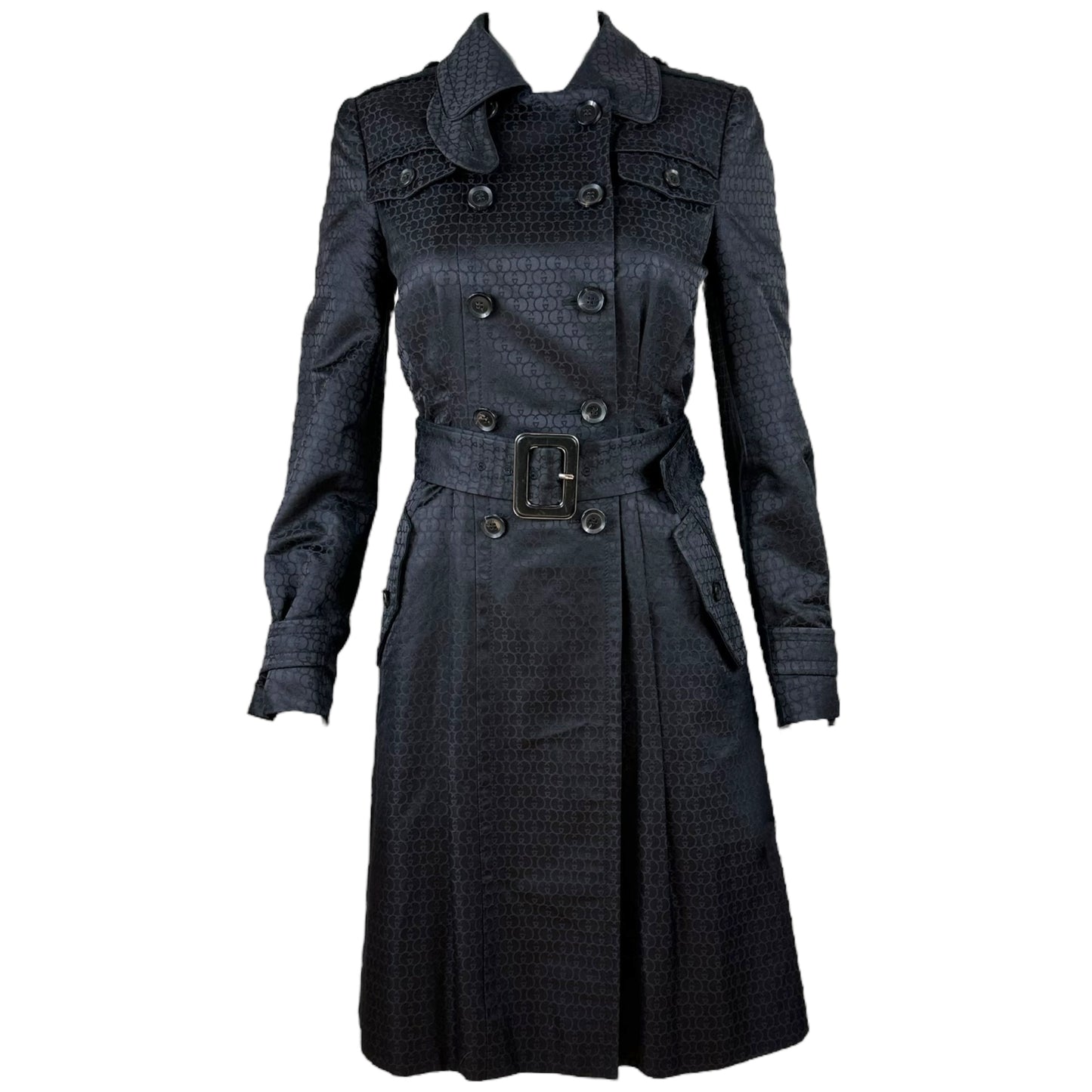 Gucci 2007 Black Monogram Trench Coat