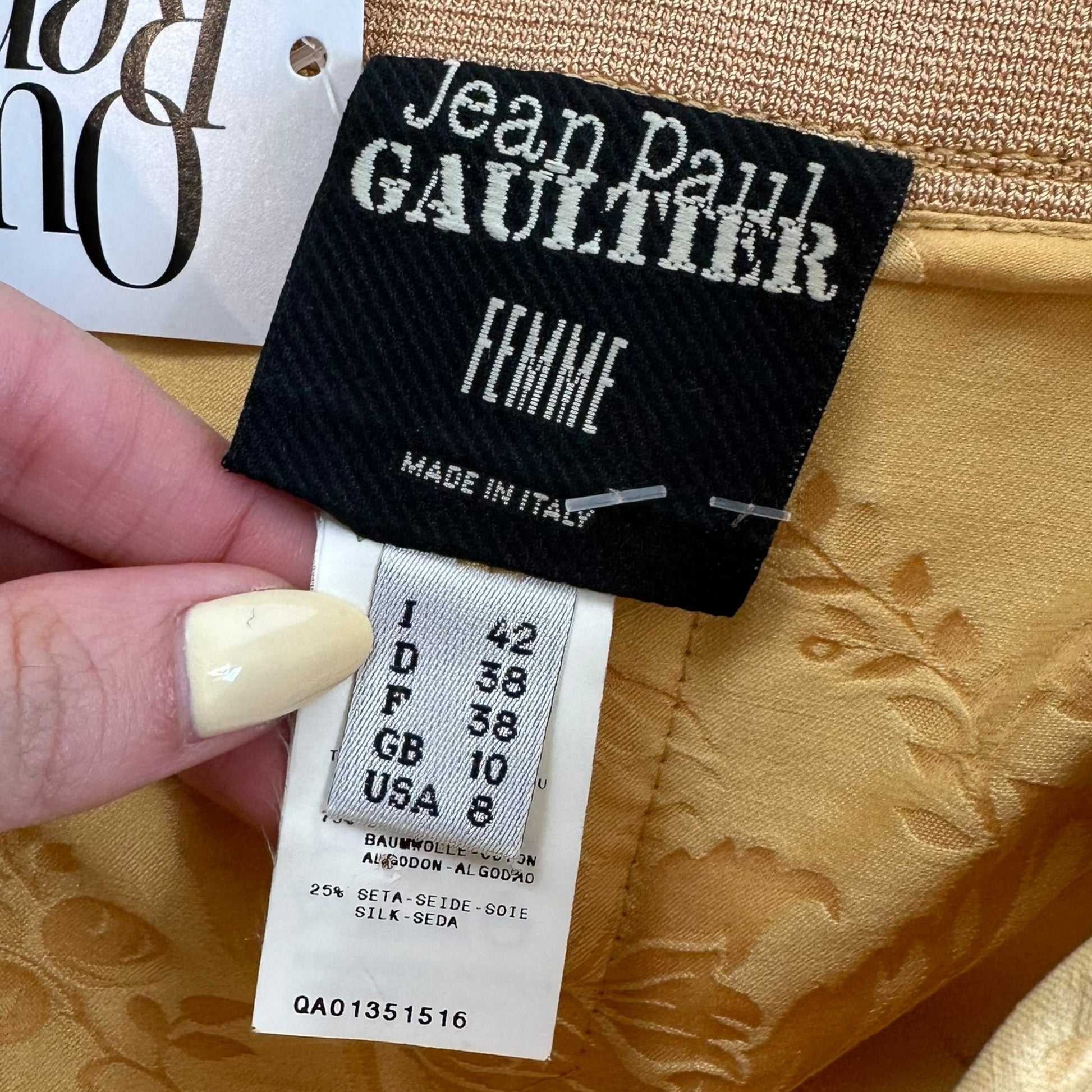 Jean Paul Gaultier Yellow Jacquard Lace Up Midi Skirt - Outfit Repeater
