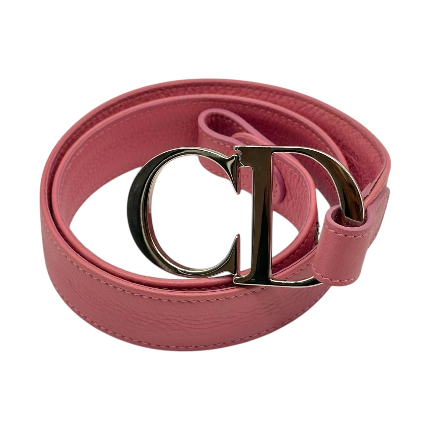 Christian Dior Pink Floral Embroidered CD Logo Belt