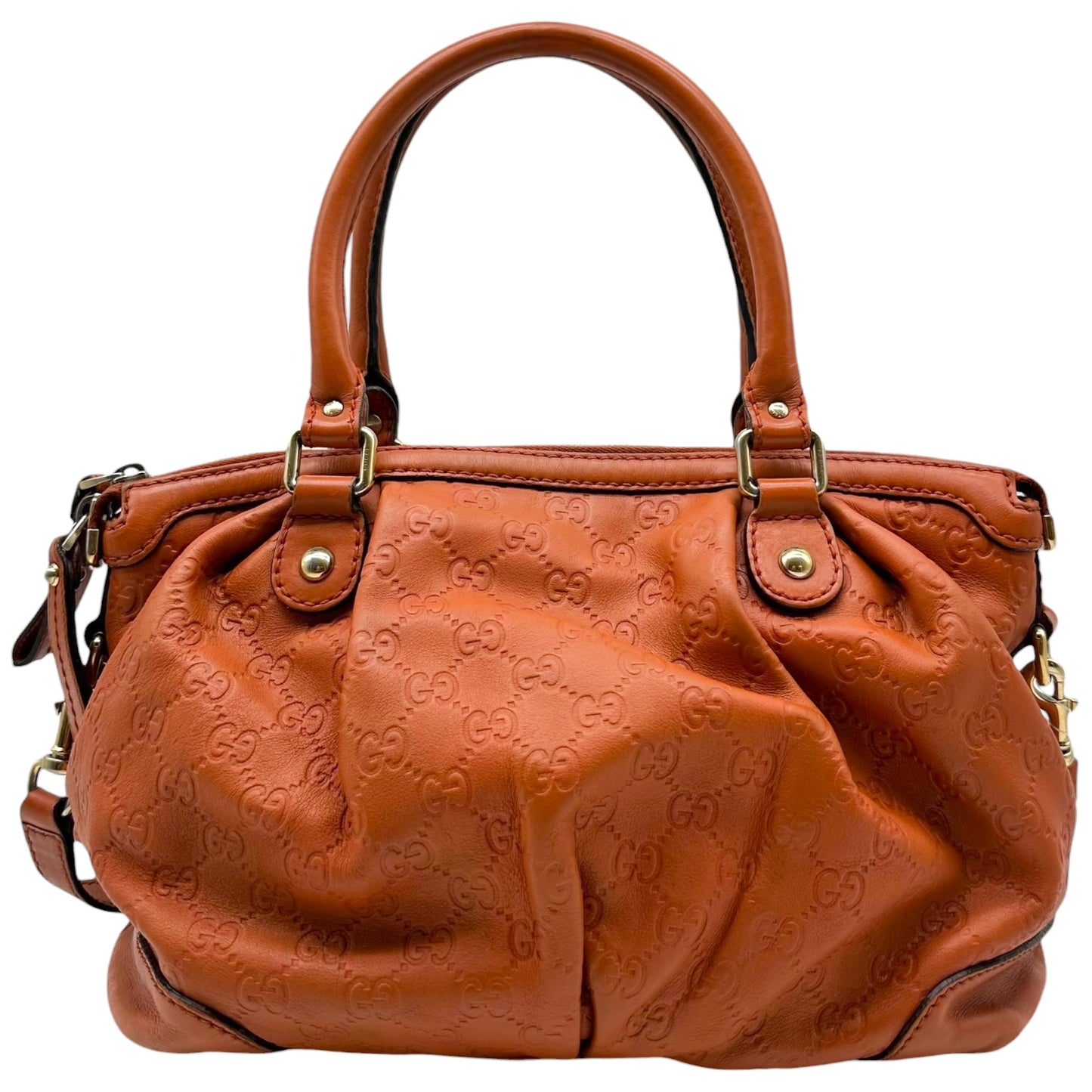 Gucci Orange Embossed Monogram Sukey Tote Bag