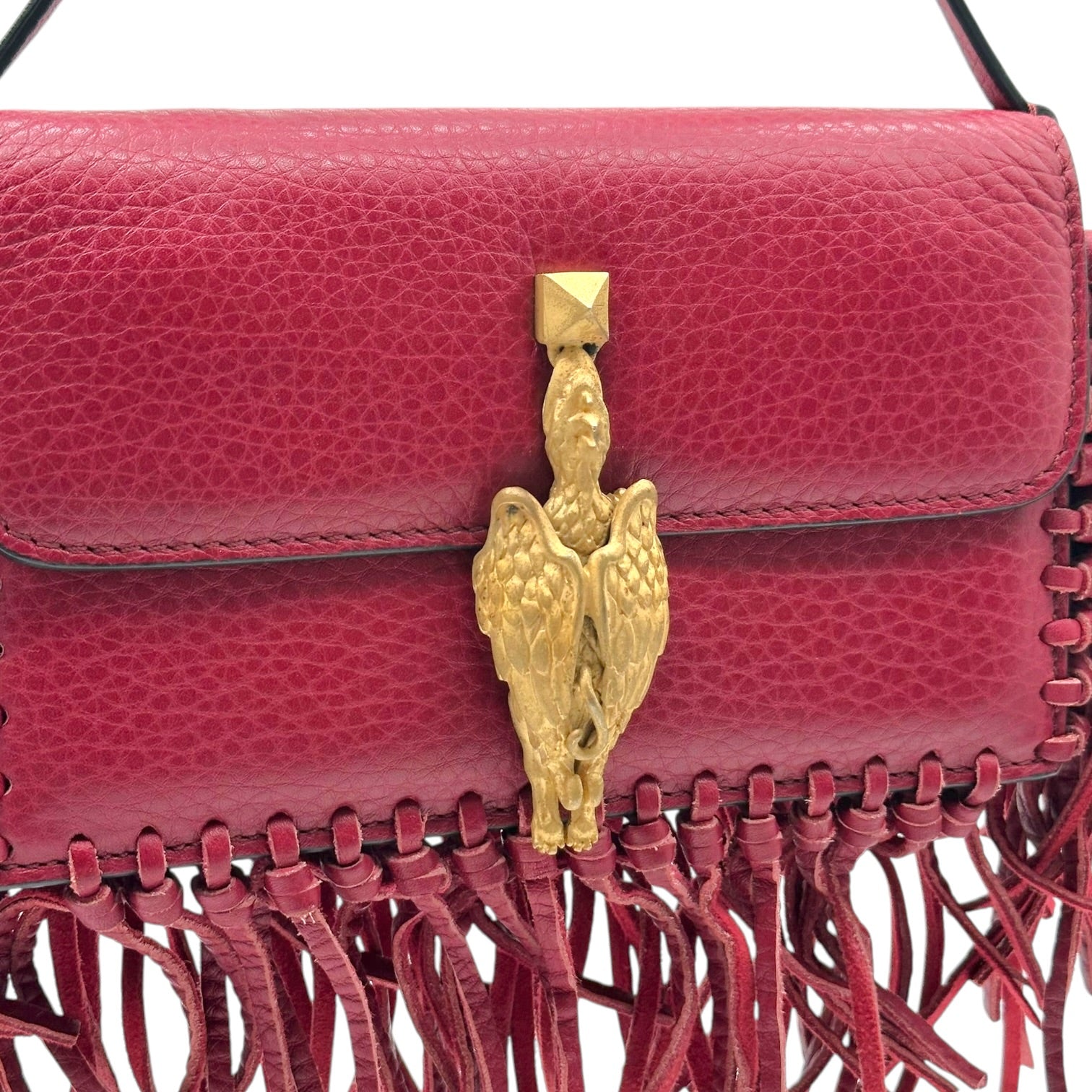 Valentino Red Fringe Trim Handbag