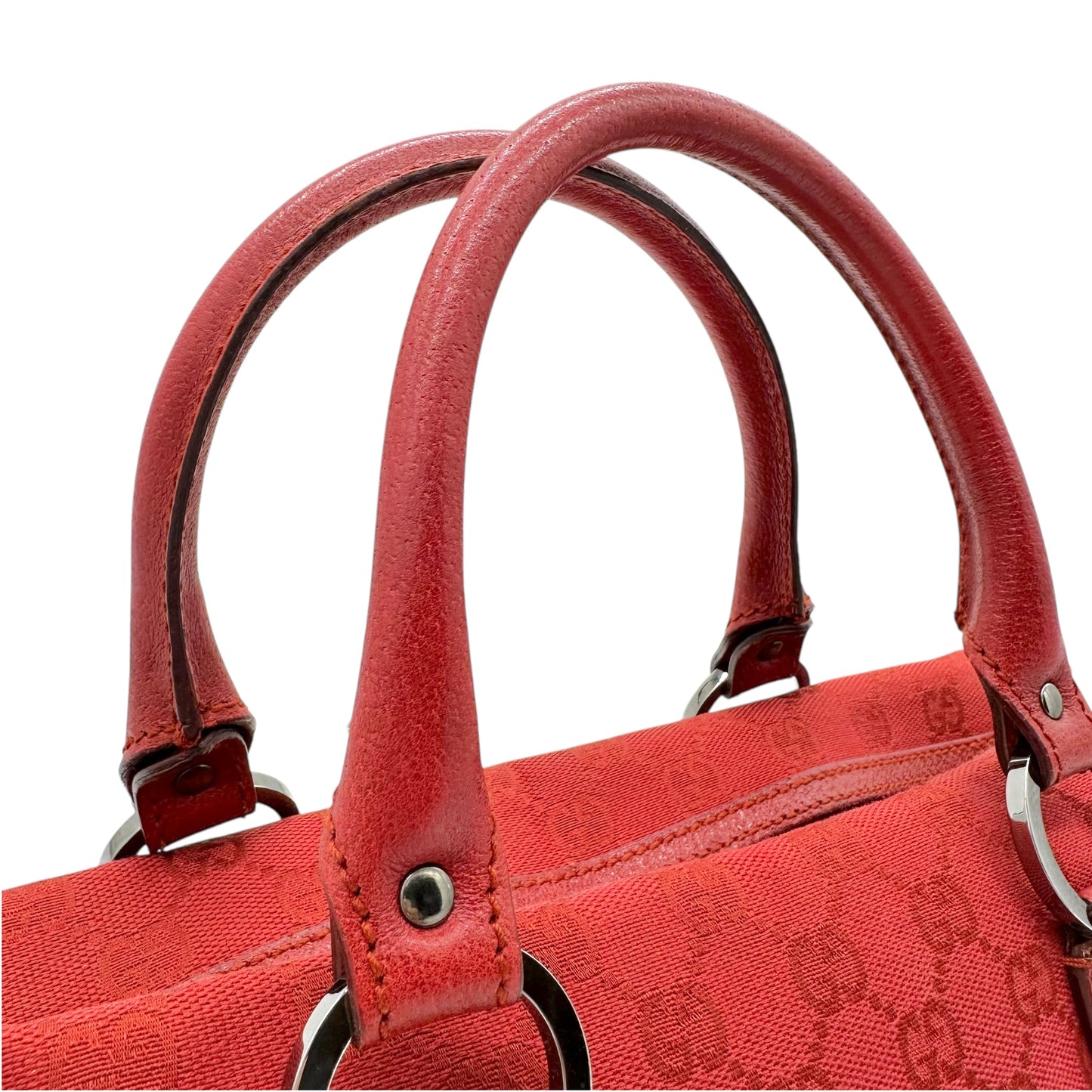 Gucci Red Monogram Canvas Boston Bag