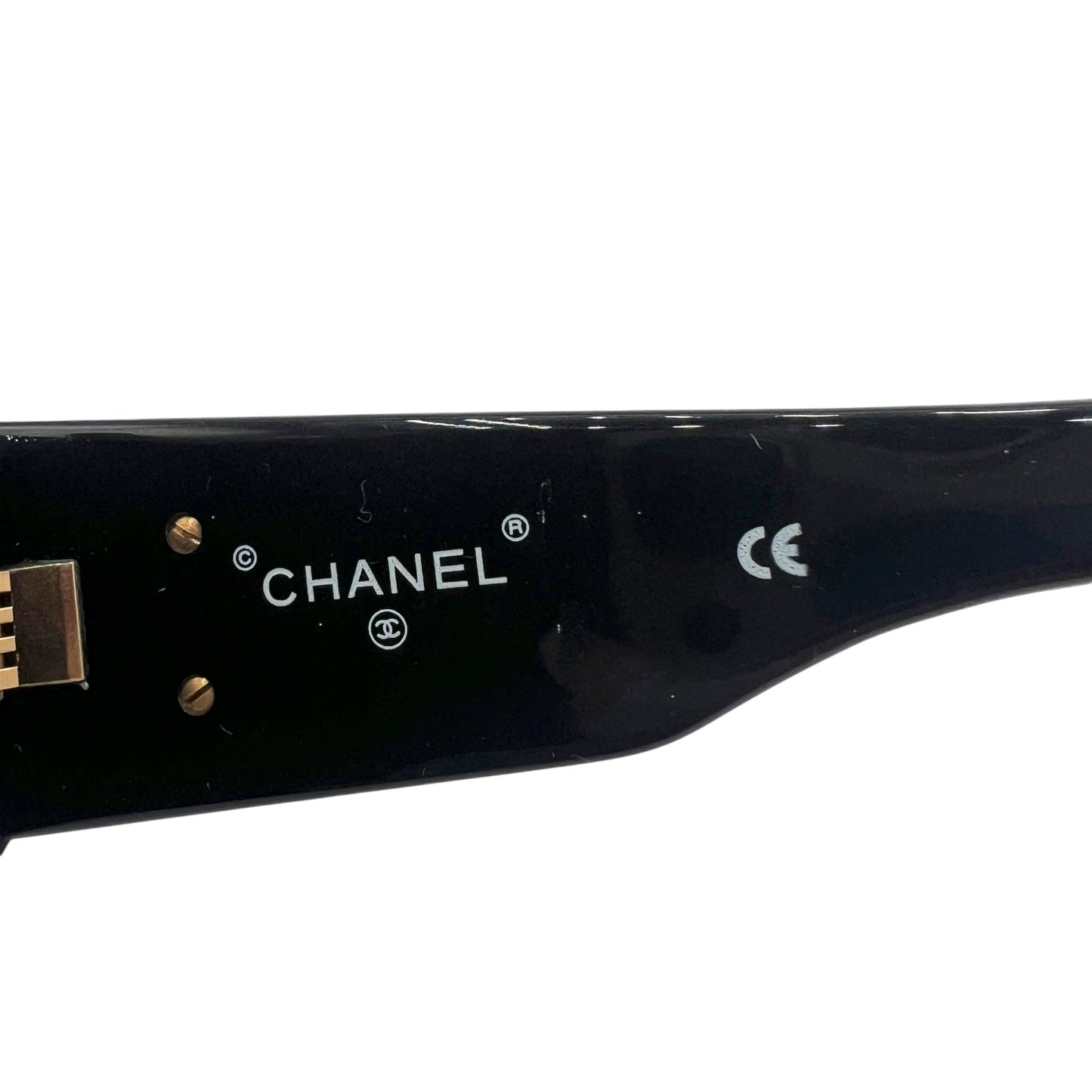 Chanel 01450 90's Black & Gold Matelasse Round Sunglasses w/ Case