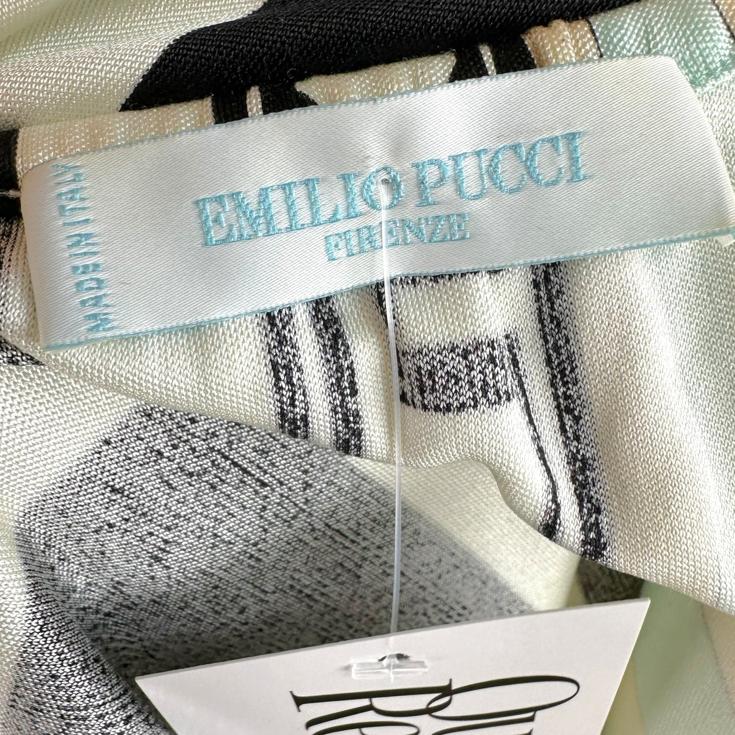 Emilio Pucci Off-Shoulder Silk Mini Dress Light Blue Black