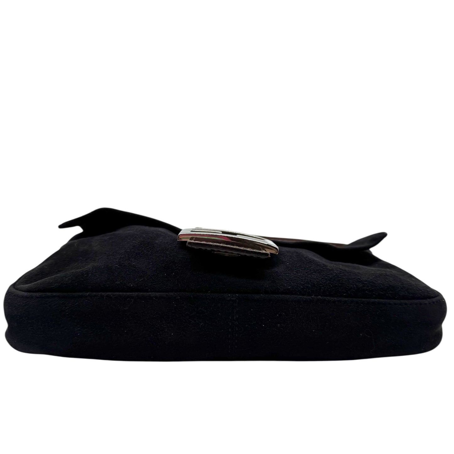 Fendi Black Suede & Brown Leather Baguette Bag - Outfit Repeater