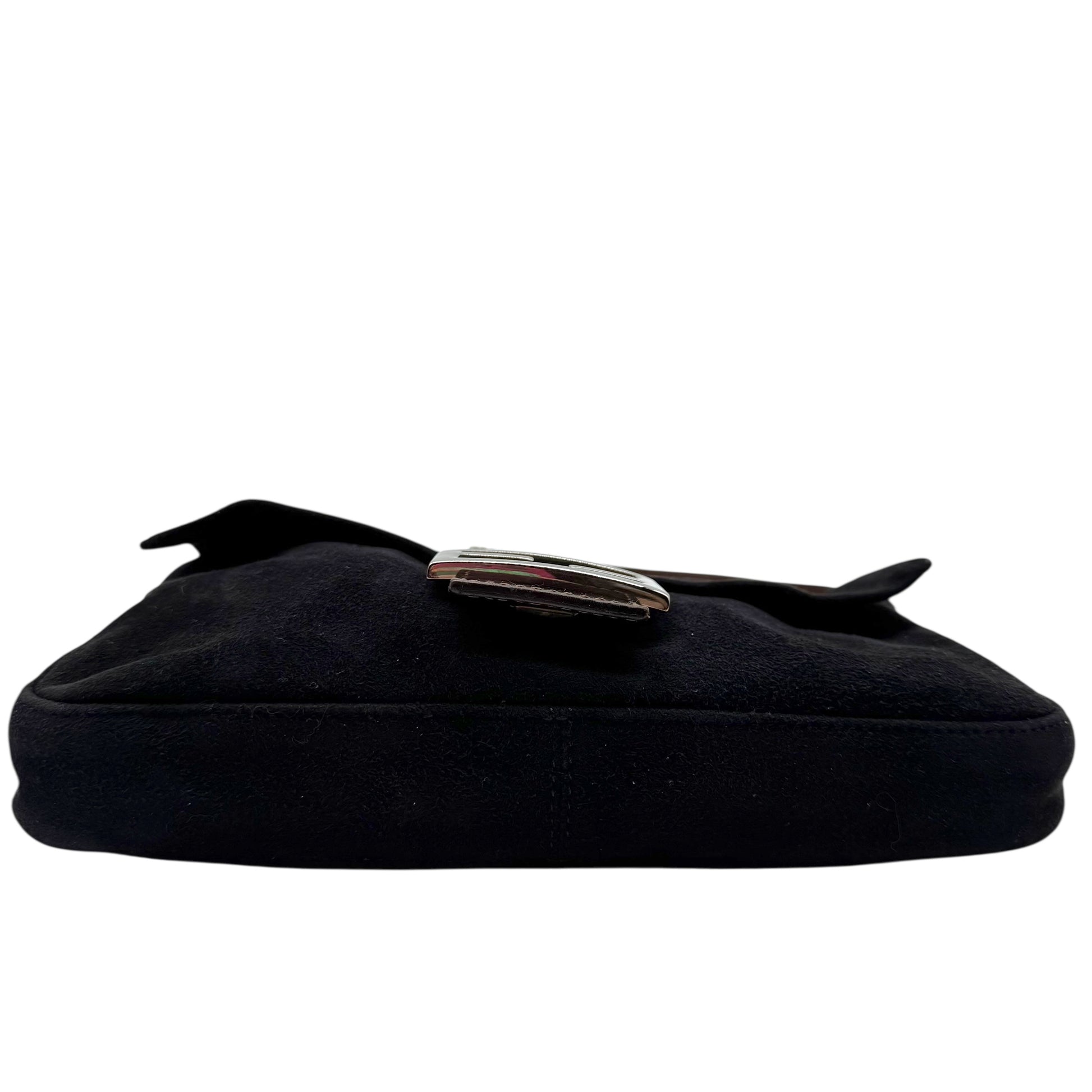 Fendi Black Suede & Brown Leather Baguette Bag - Outfit Repeater