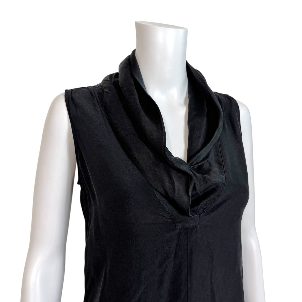 Chanel Black Silk Sleeveless V-Neck Blouse