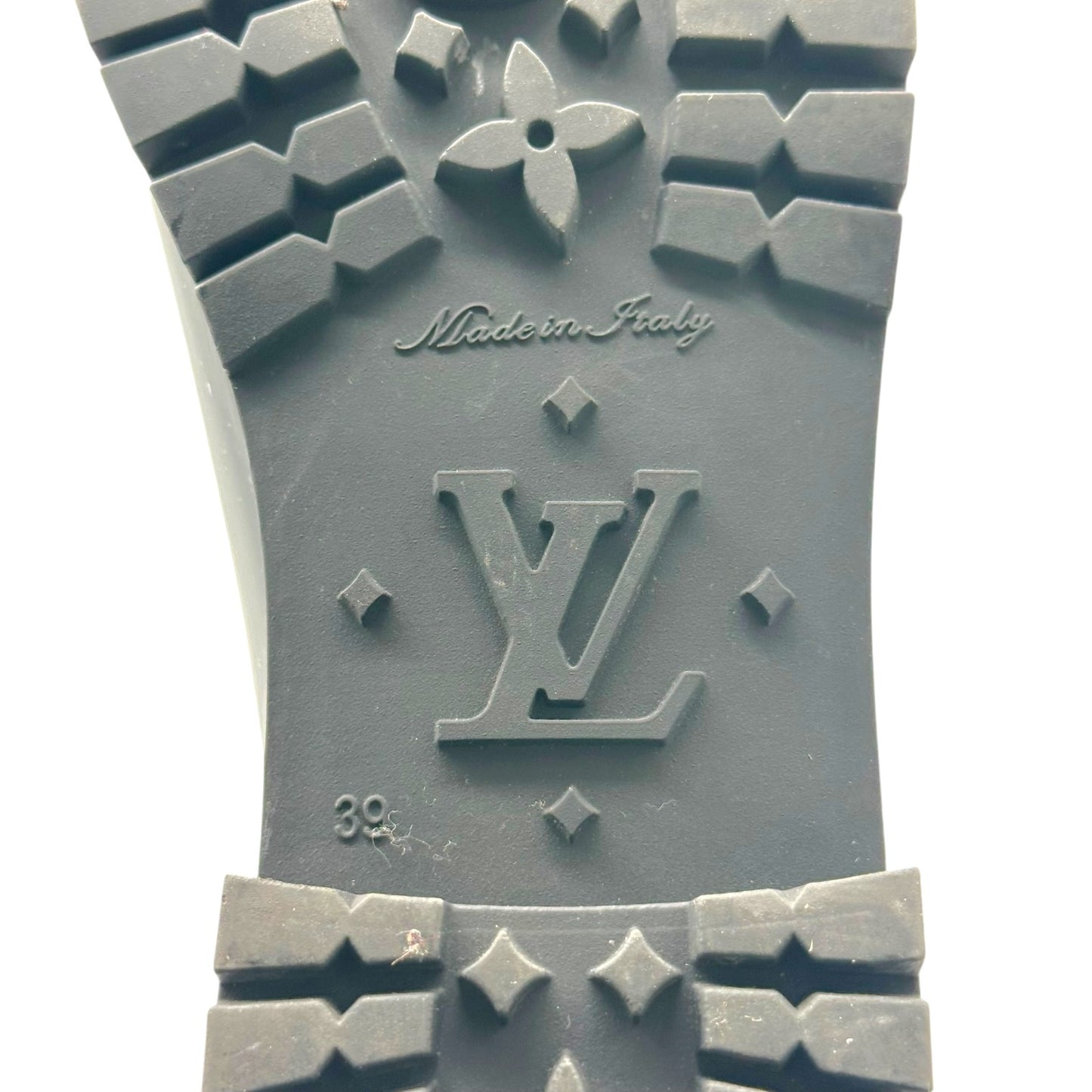 Louis Vuitton Black Shiny Rubber Embossed Monogram Rain Boots