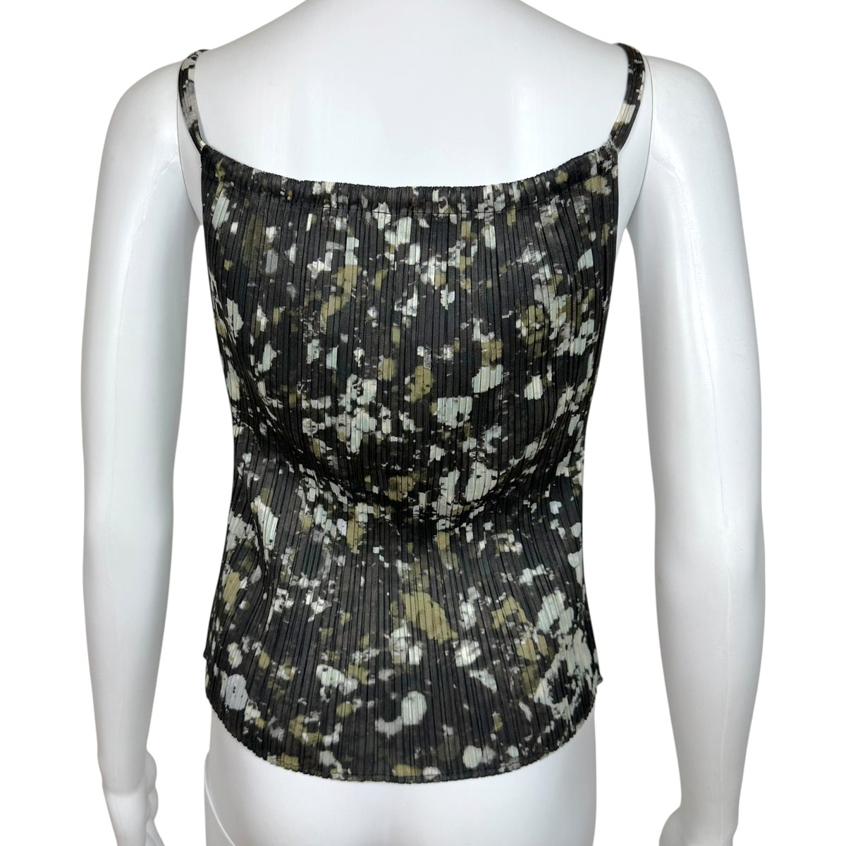 Issey Miyake Pleats Please Dark Green White Printed Cami