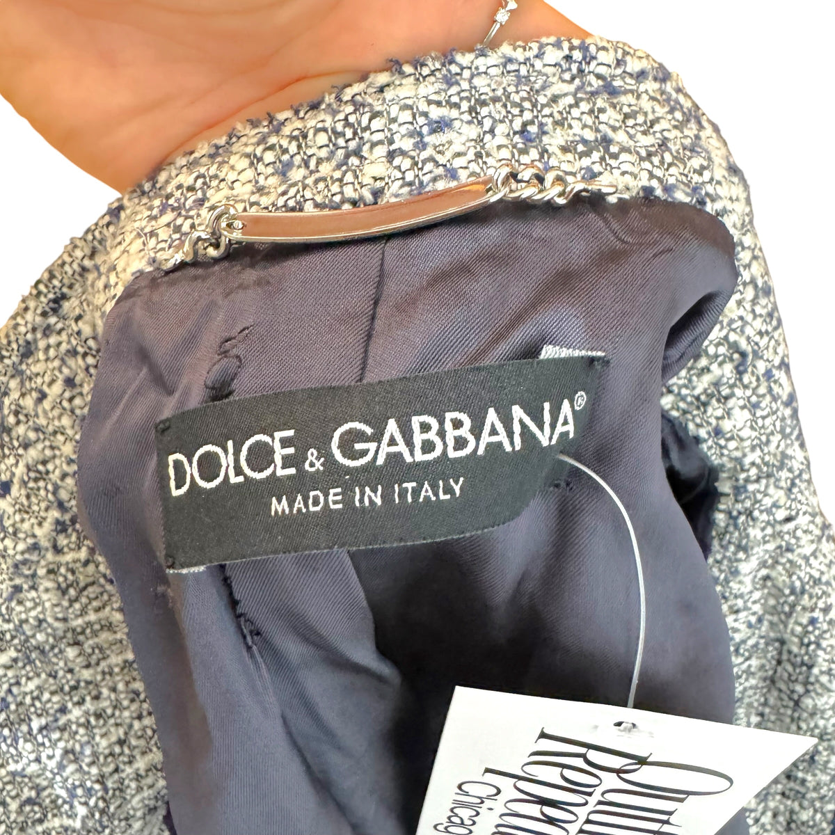 Dolce & Gabbana Tweed Denim Jacket Crystal Embellished