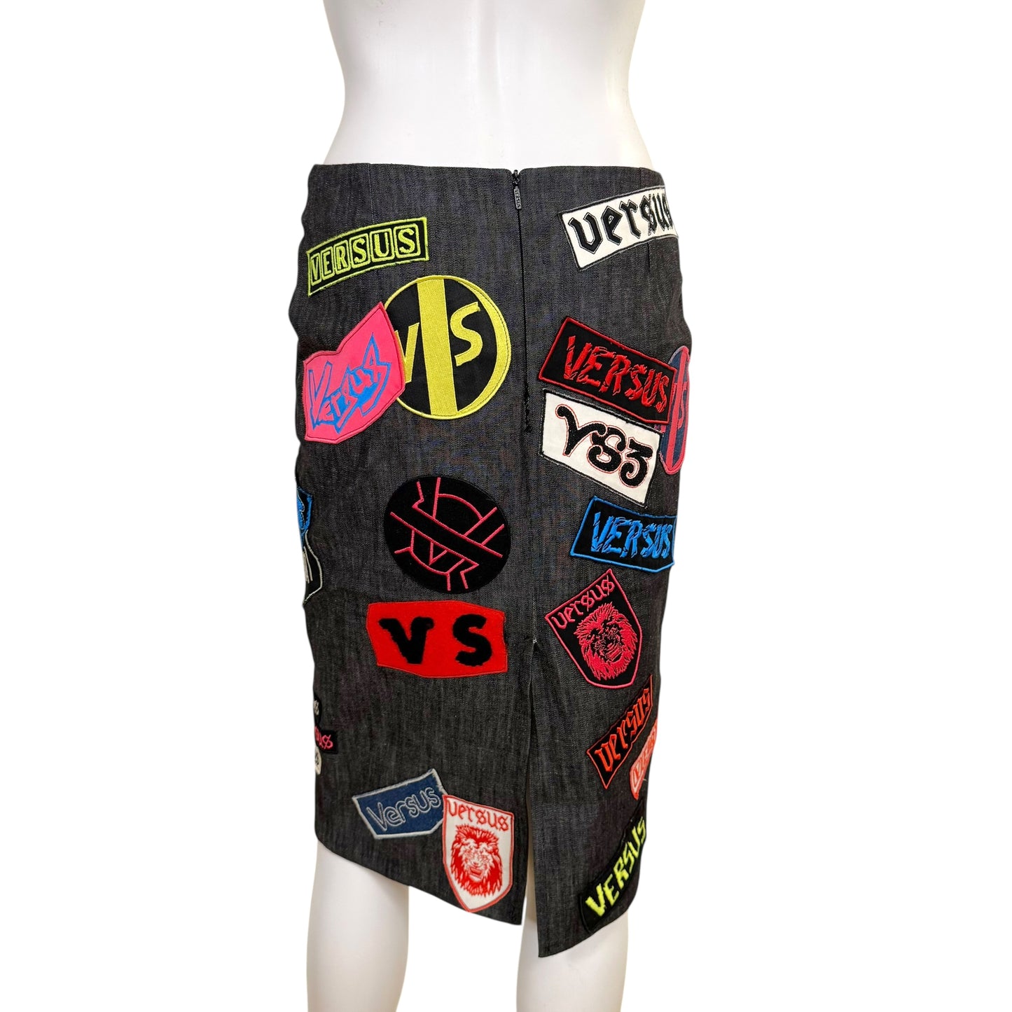 Versace Versus Logo Patch Denim Midi Skirt - Outfit Repeater