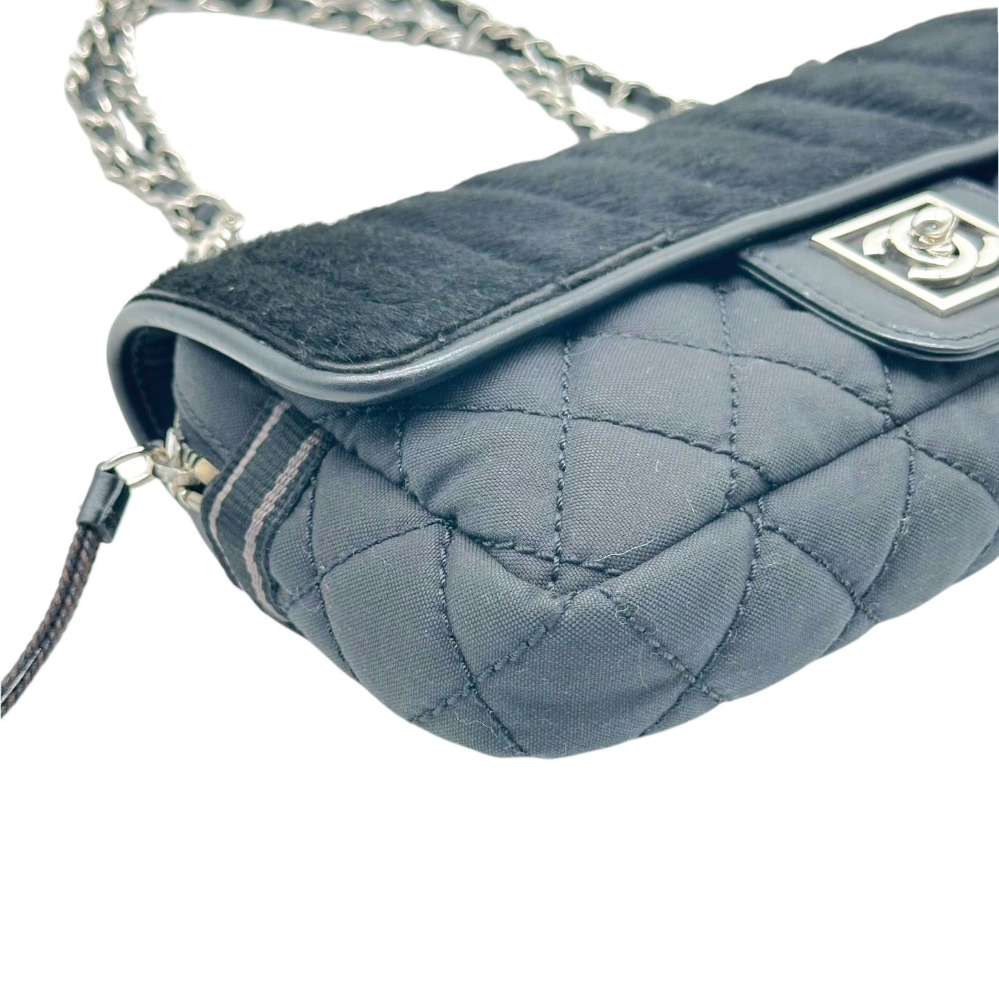 Chanel Sport Black Ponyhair & Canvas Medium Quilted Flap Bag 2005-06