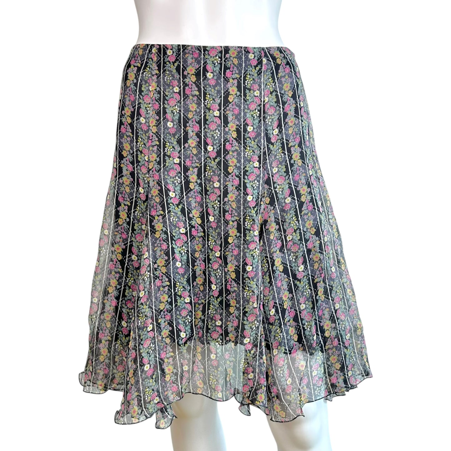 Versace Jeans Couture Floral Print Silk Midi Skirt
