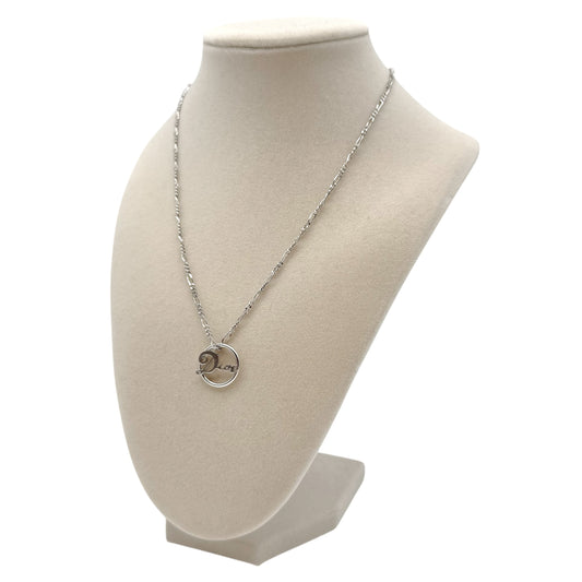 Christian Dior Silver 'Hoop Earring' Logo Charm Necklace