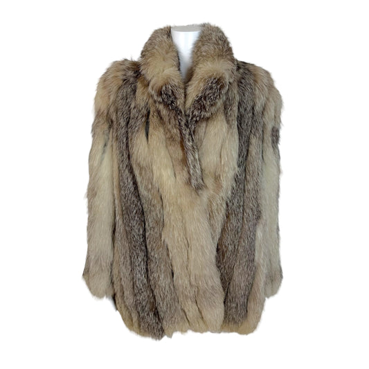 Saga Fox Silver Fox Fur Coat with Wide Collar