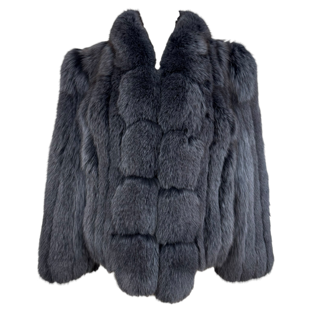 Sagano Fox Fur Coat Dark Gray 1990s Vintage XS
