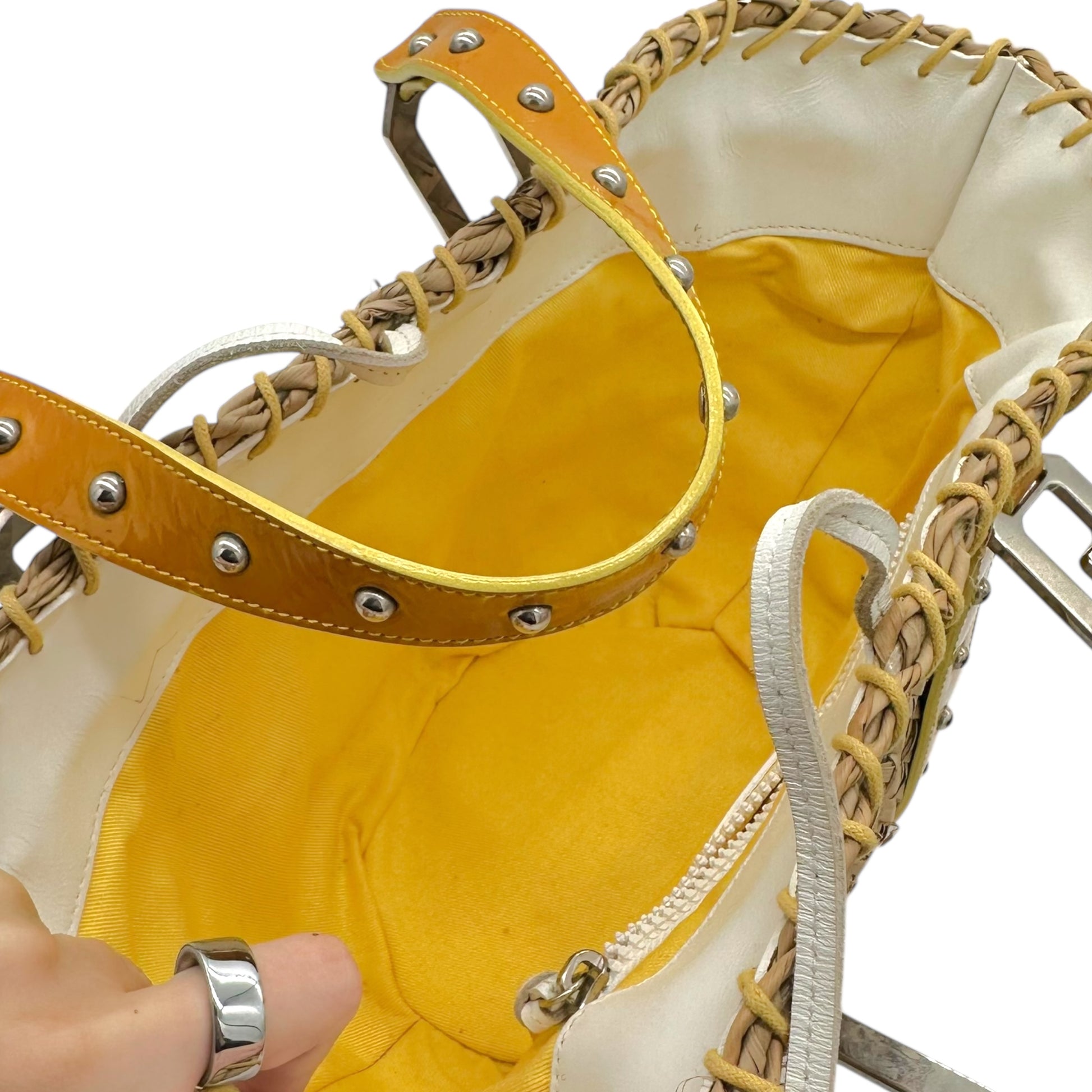 Dolce & Gabbana Yellow Leather & Raffia Beach Bag - Outfit Repeater